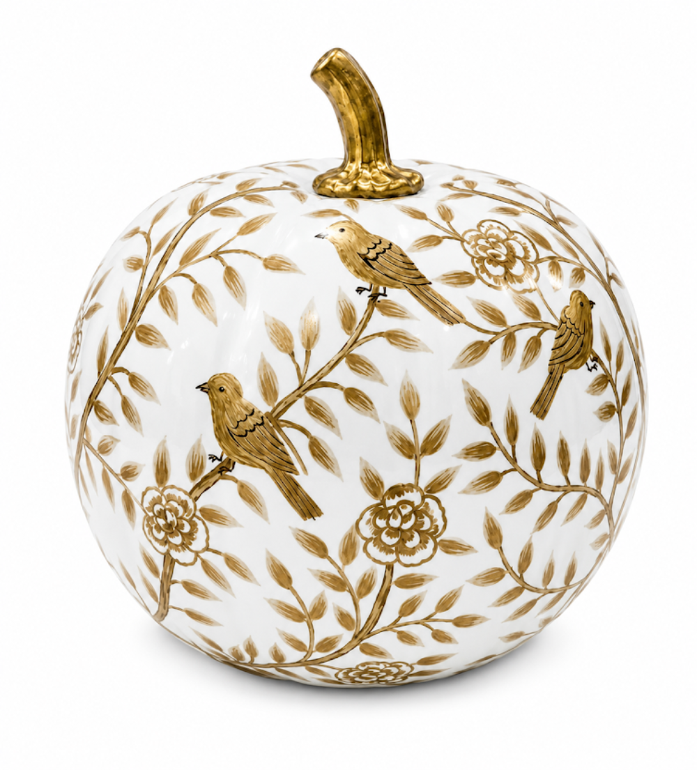 Gold Bird & Vine Pumpkin
