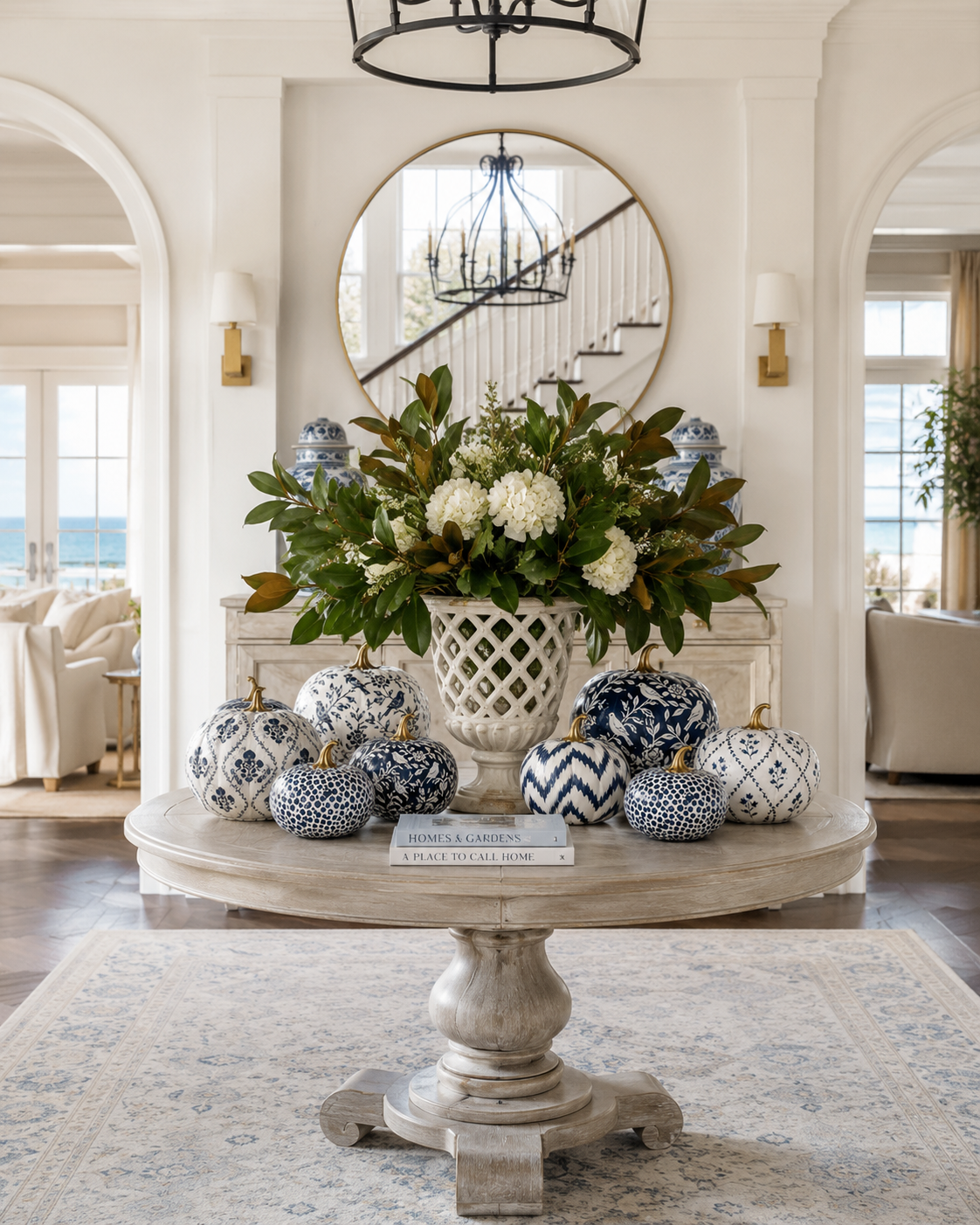 Navy Garden Trellis Pumpkin