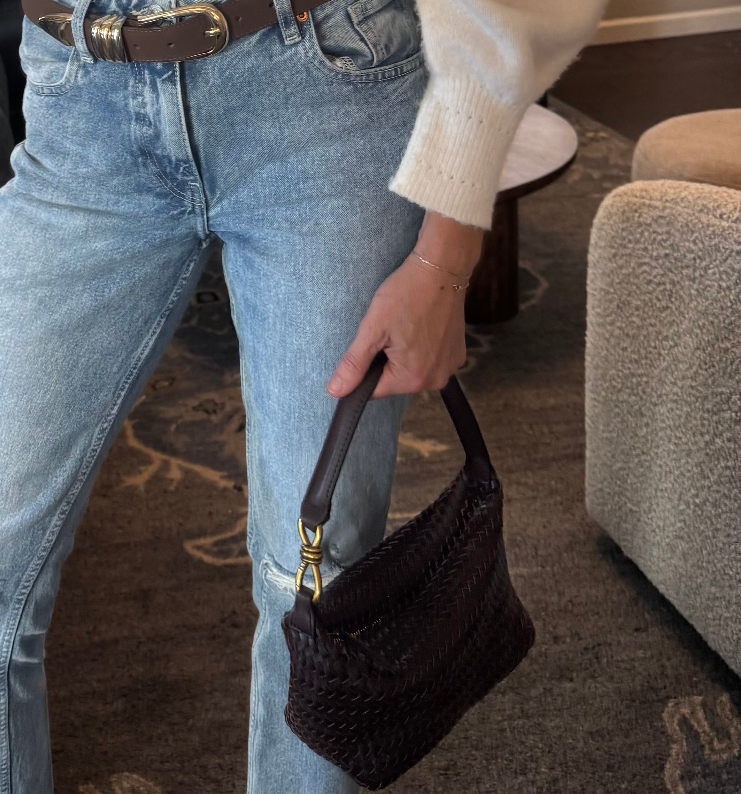 Infiniti Woven Coffee Shoulder Bag