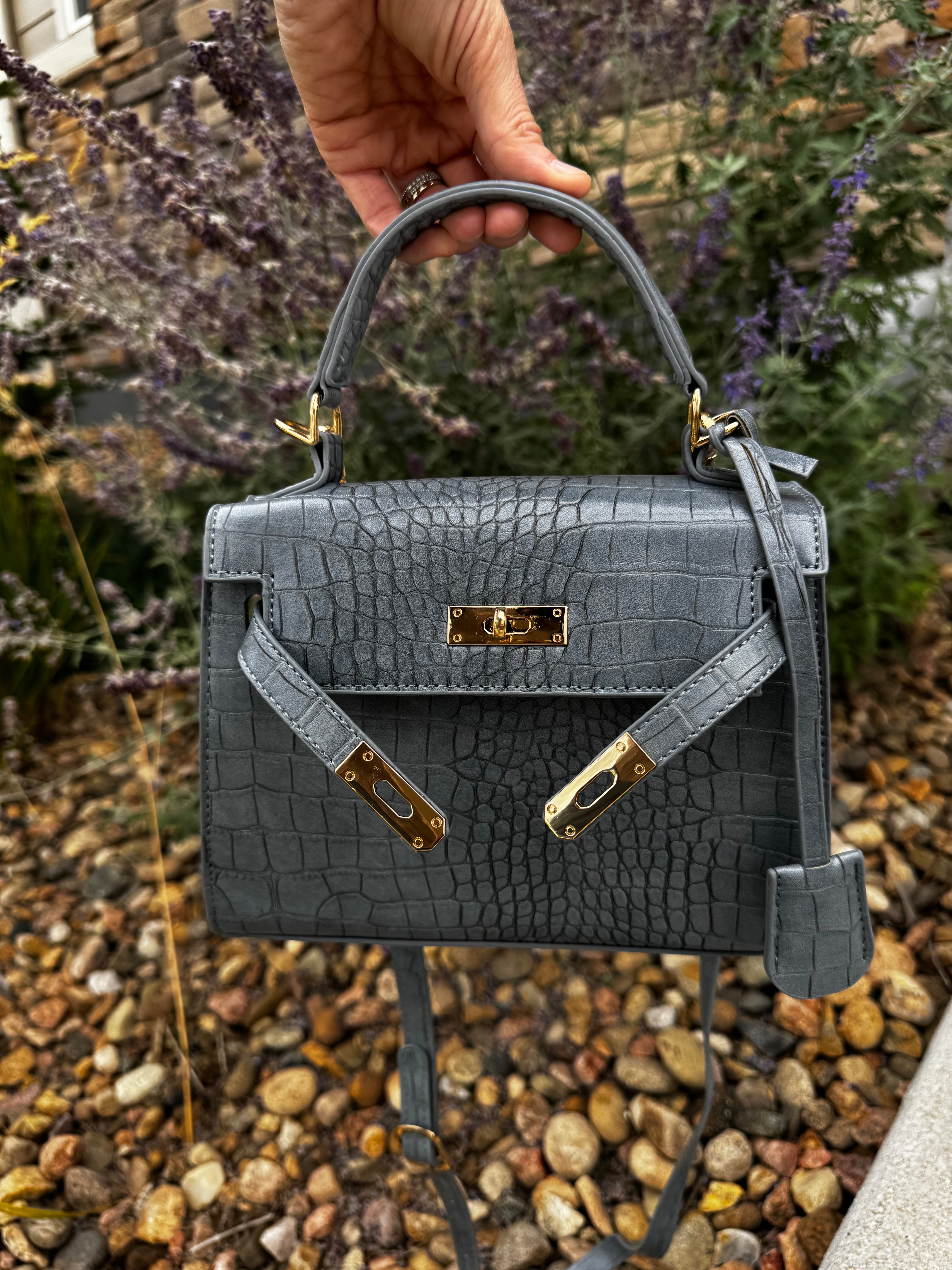 Croc Crossbody - Gray