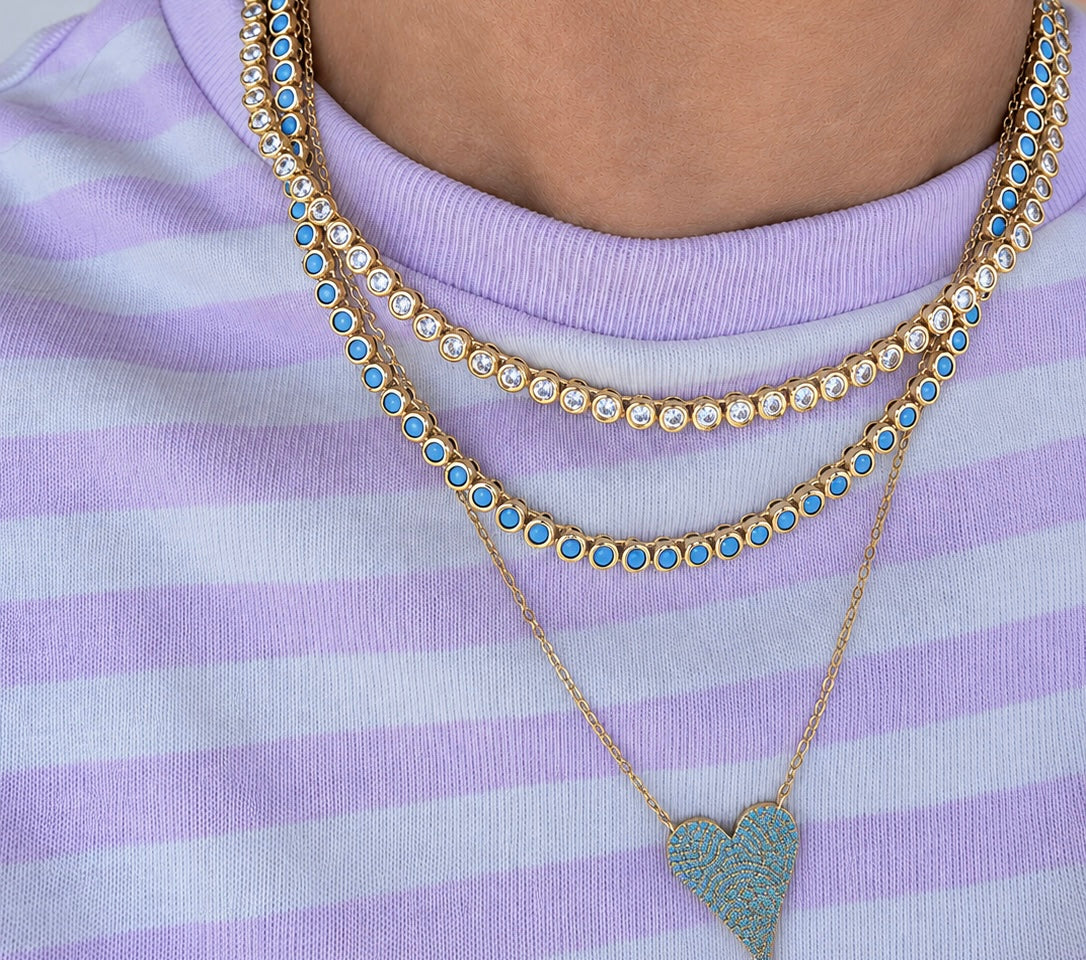 Diamond Bezel Tennis Necklace - Gold (2 Sizes)