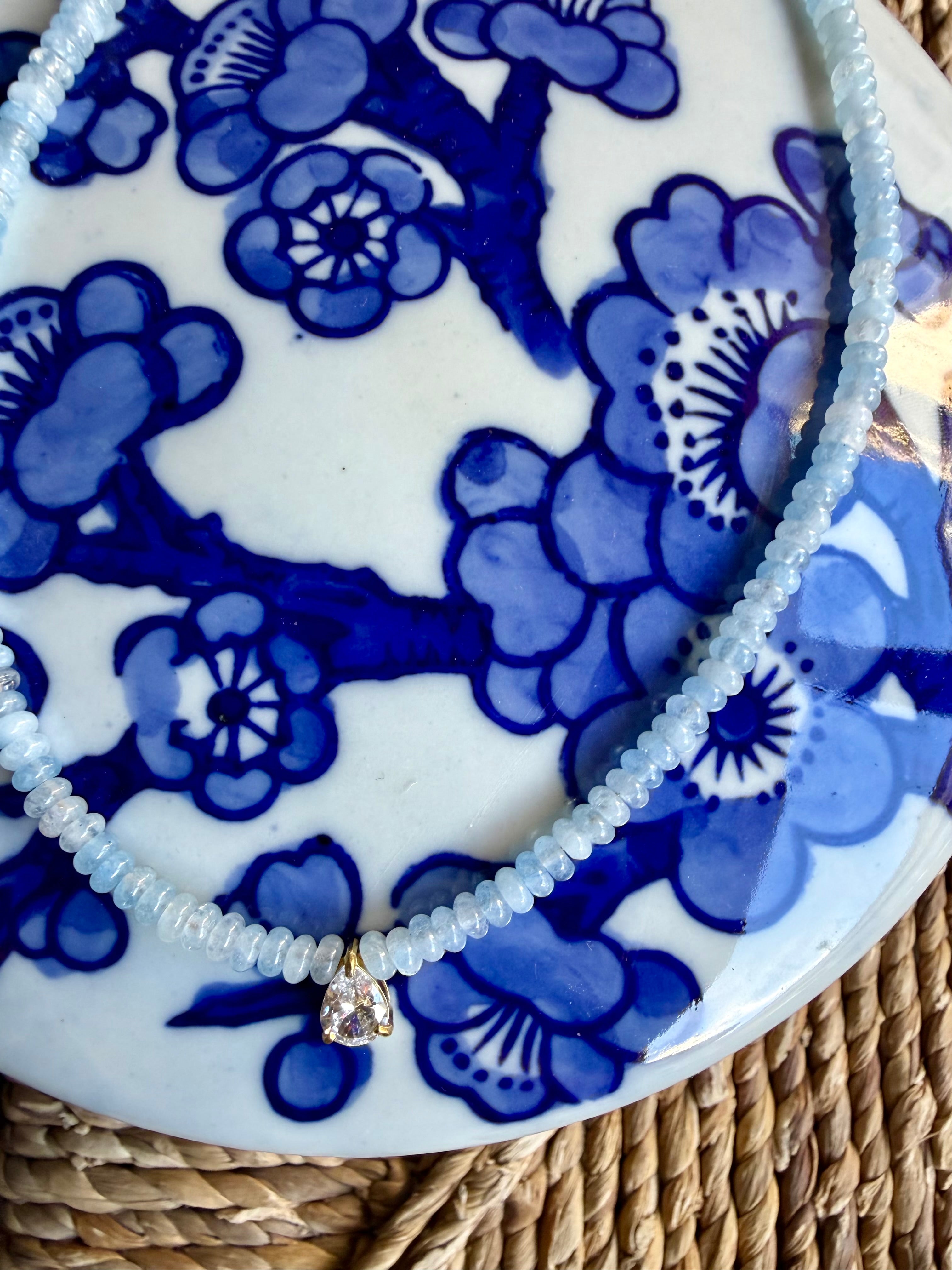 Aquamarine Stone Beaded Necklace