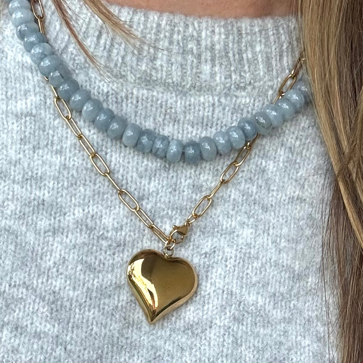 Puffy Heart Chain Necklace
