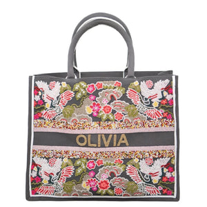 Exotic Oriental Personalized Beaded Large Tote (Made to Order)