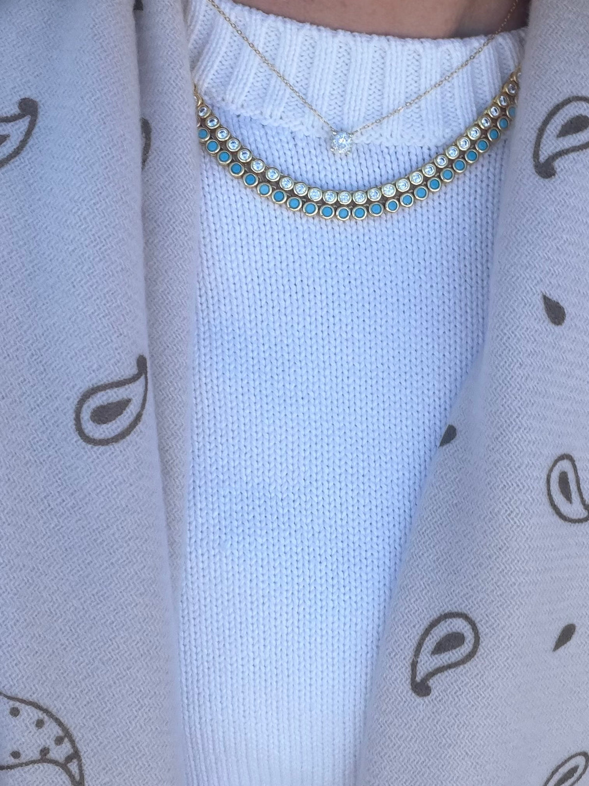 Gold Turquoise Bezel Tennis Necklace