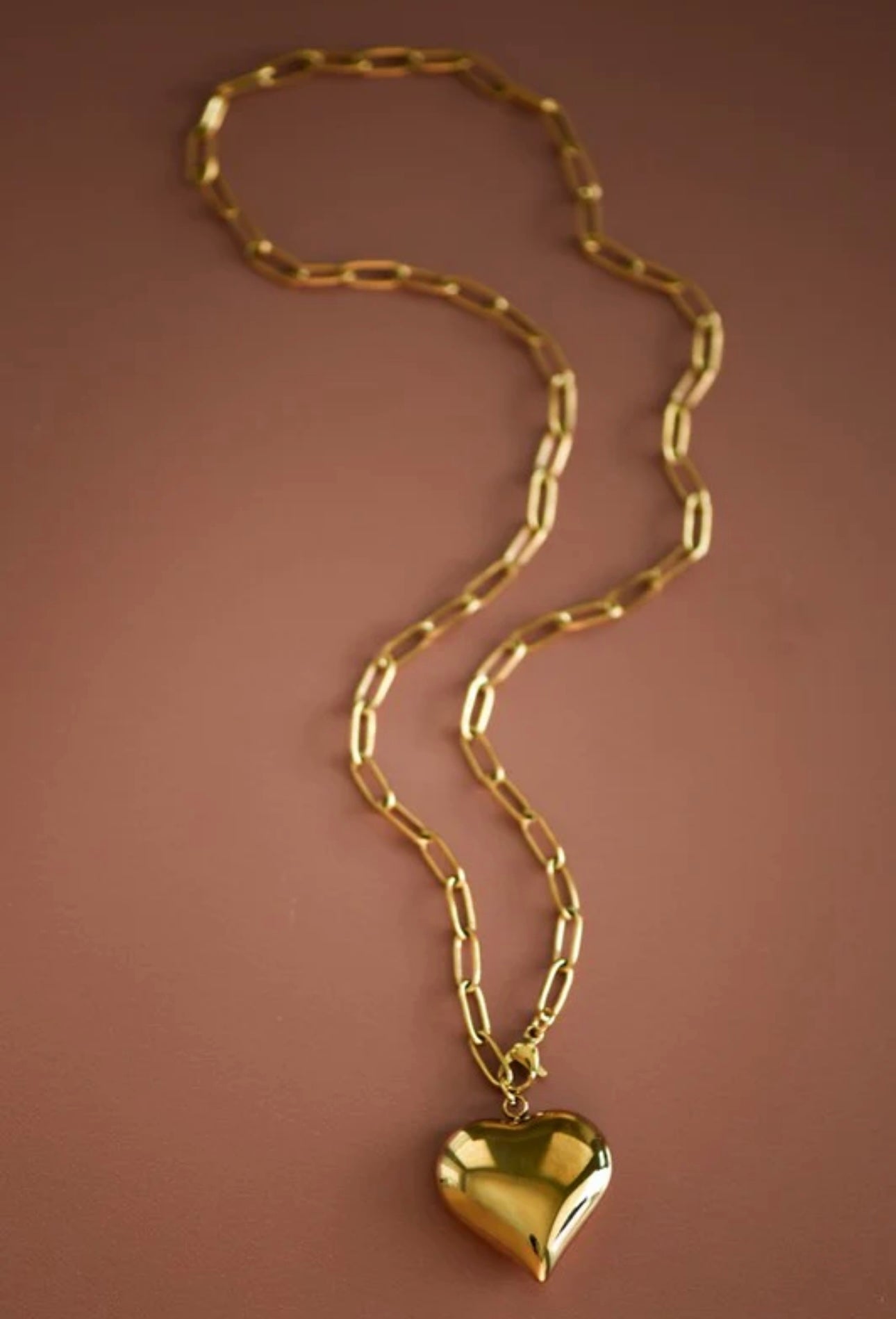 Puffy Heart Chain Necklace