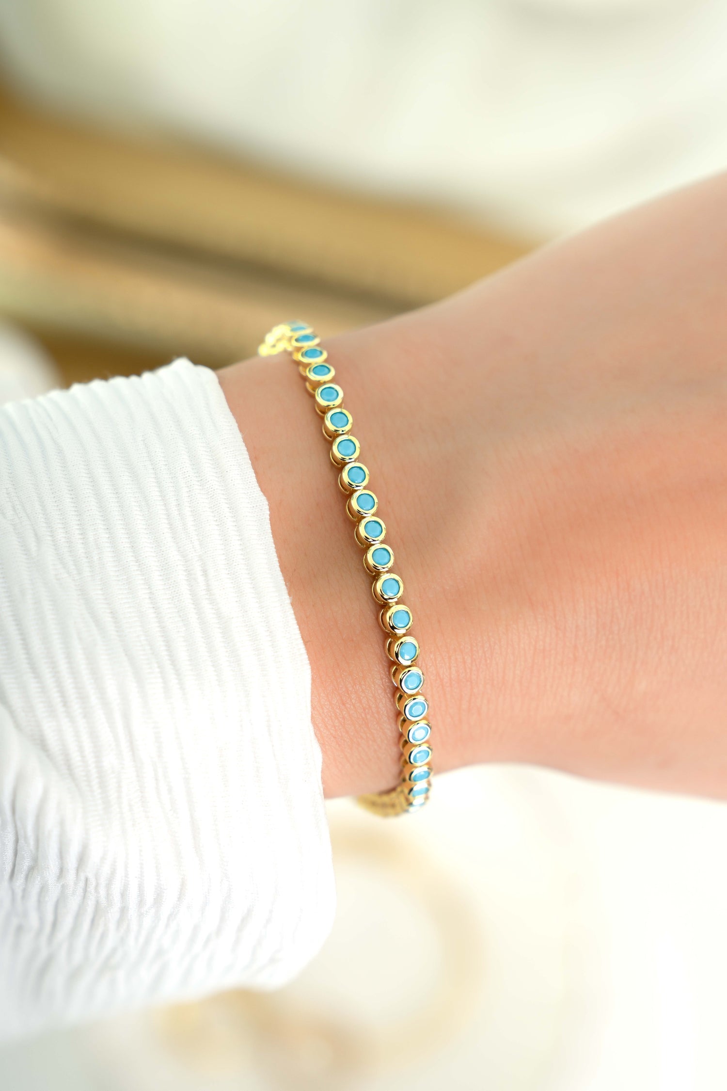 Turquoise Bezel Tennis Bracelet