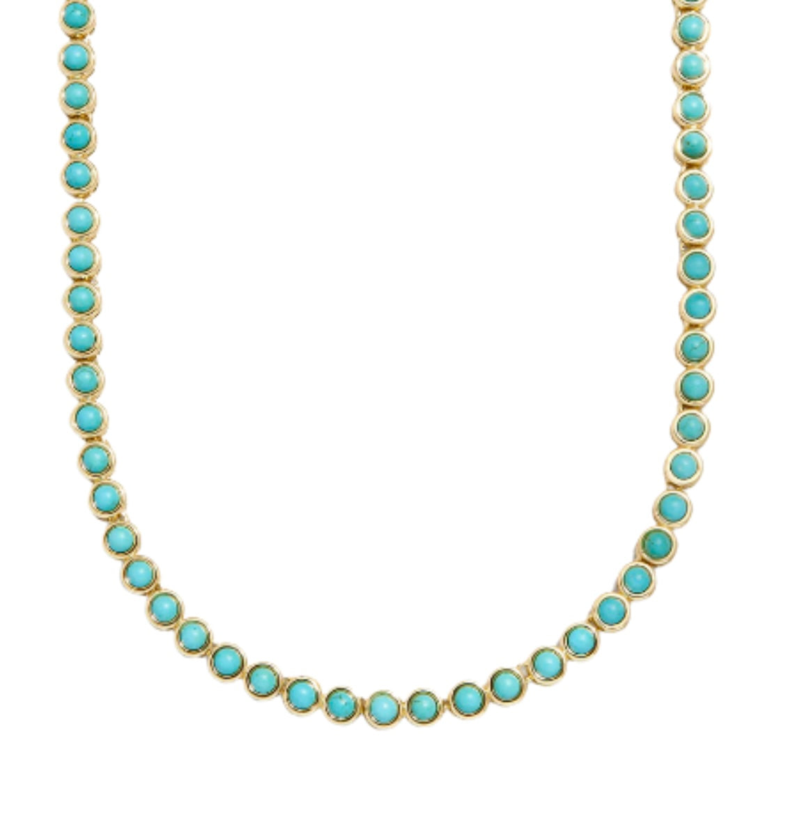 Gold Turquoise Bezel Tennis Necklace