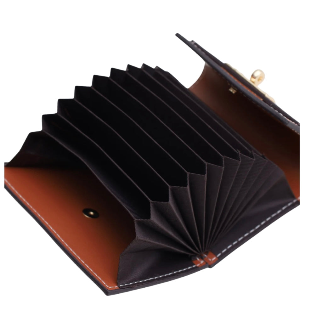 Kelly Card Holder - Brown (Accordion Style - Genuine Leather)