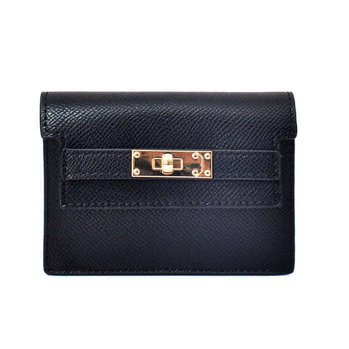 Kelly Leather Wallet - Accordion Card Holder (Black)