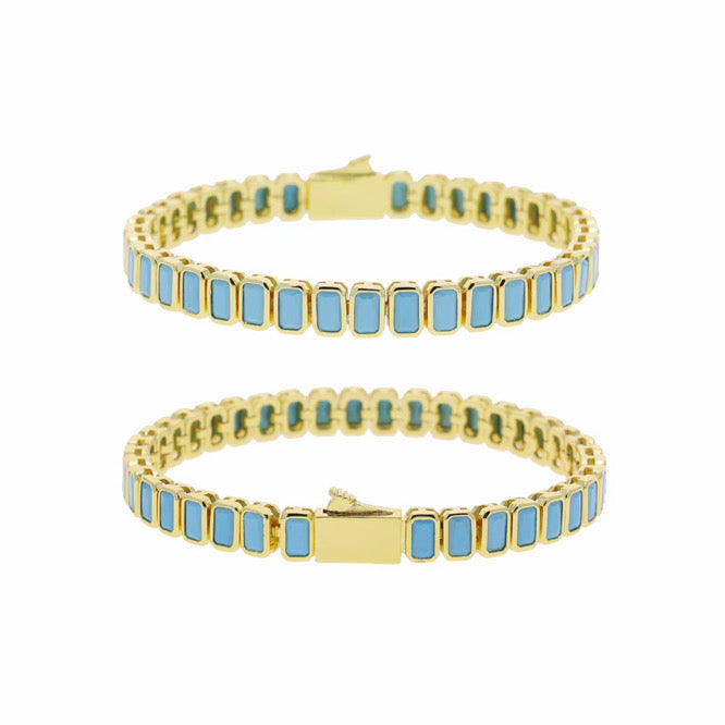 Turquoise Tile Tennis Bracelet