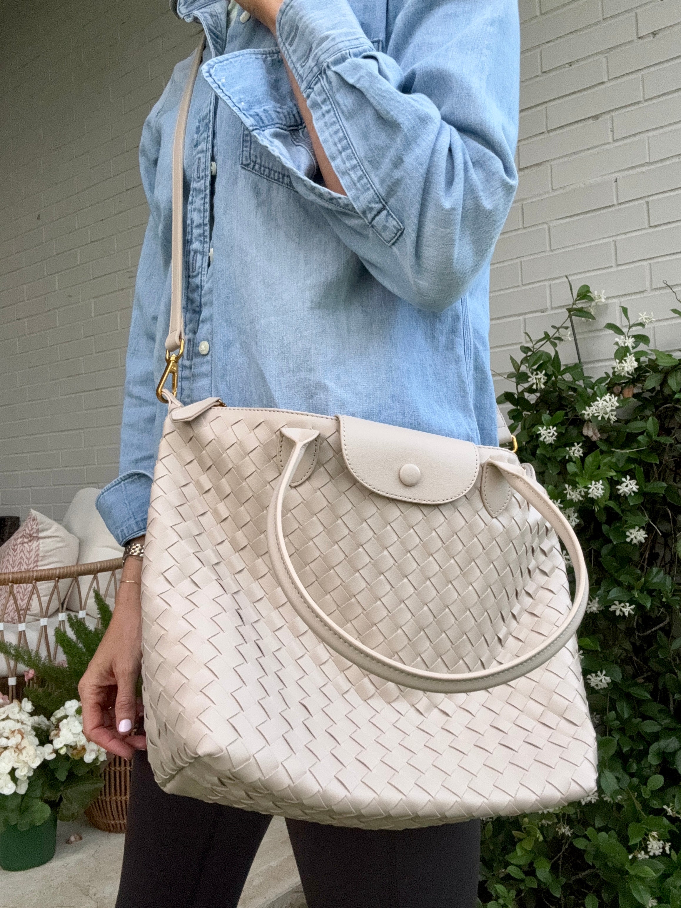 Ivory Quilted Rowan Crossbody (Large)