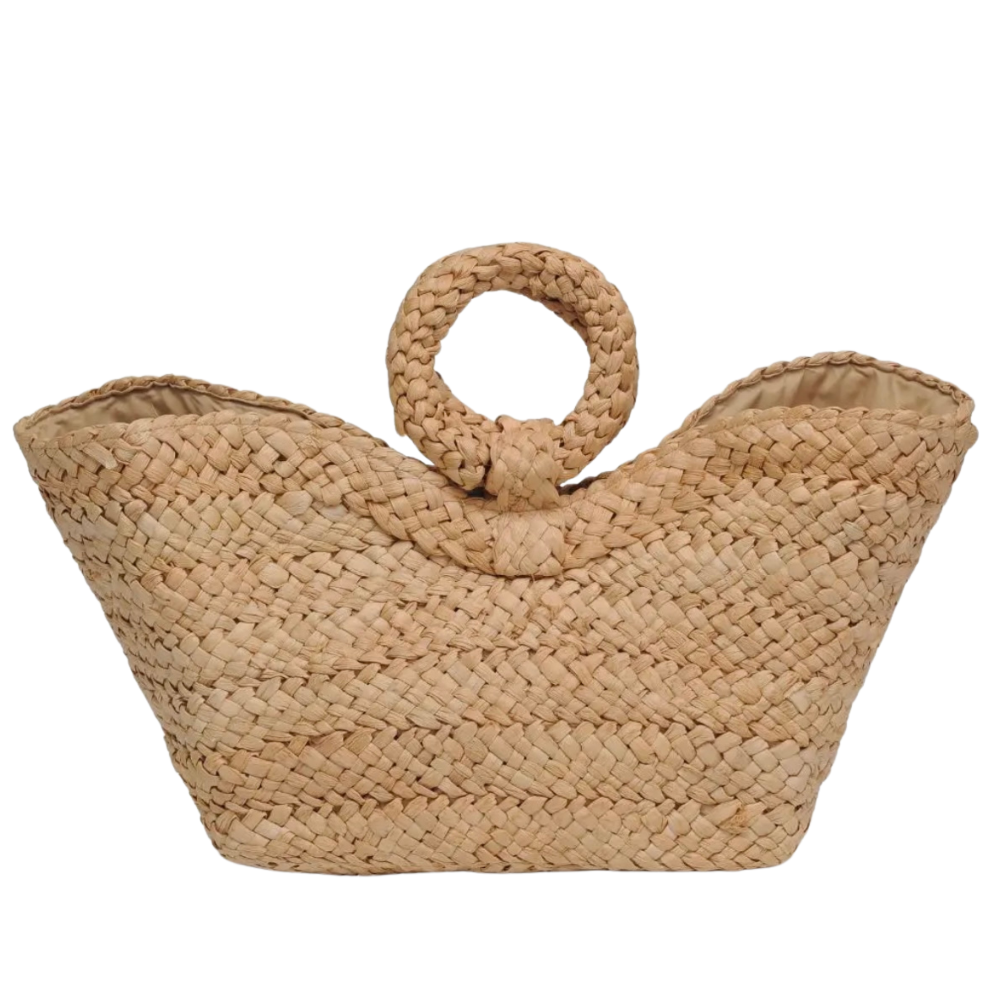 Ring Handle Straw Tote