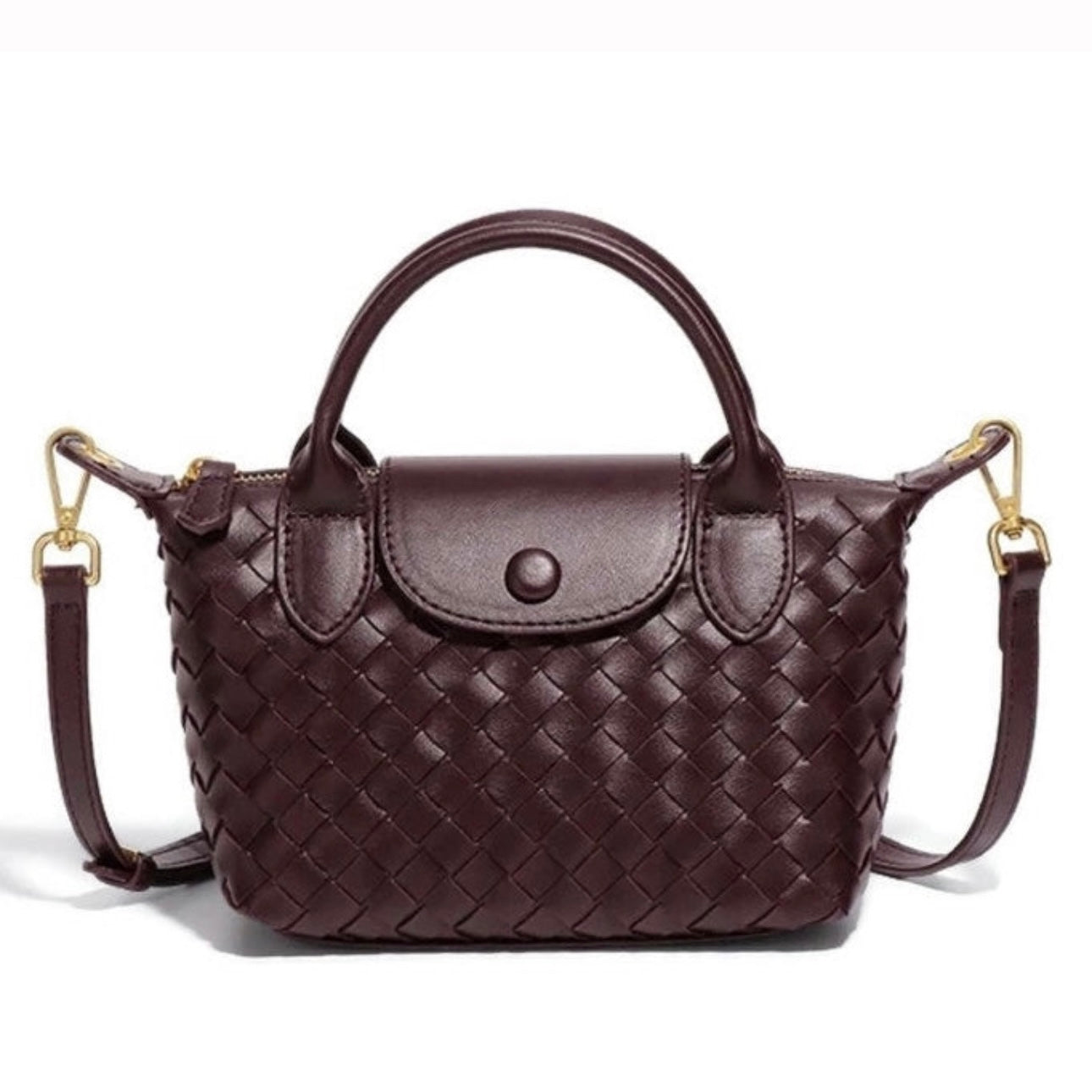 Burgundy/Brown Quilted Rowan Crossbody (Small)