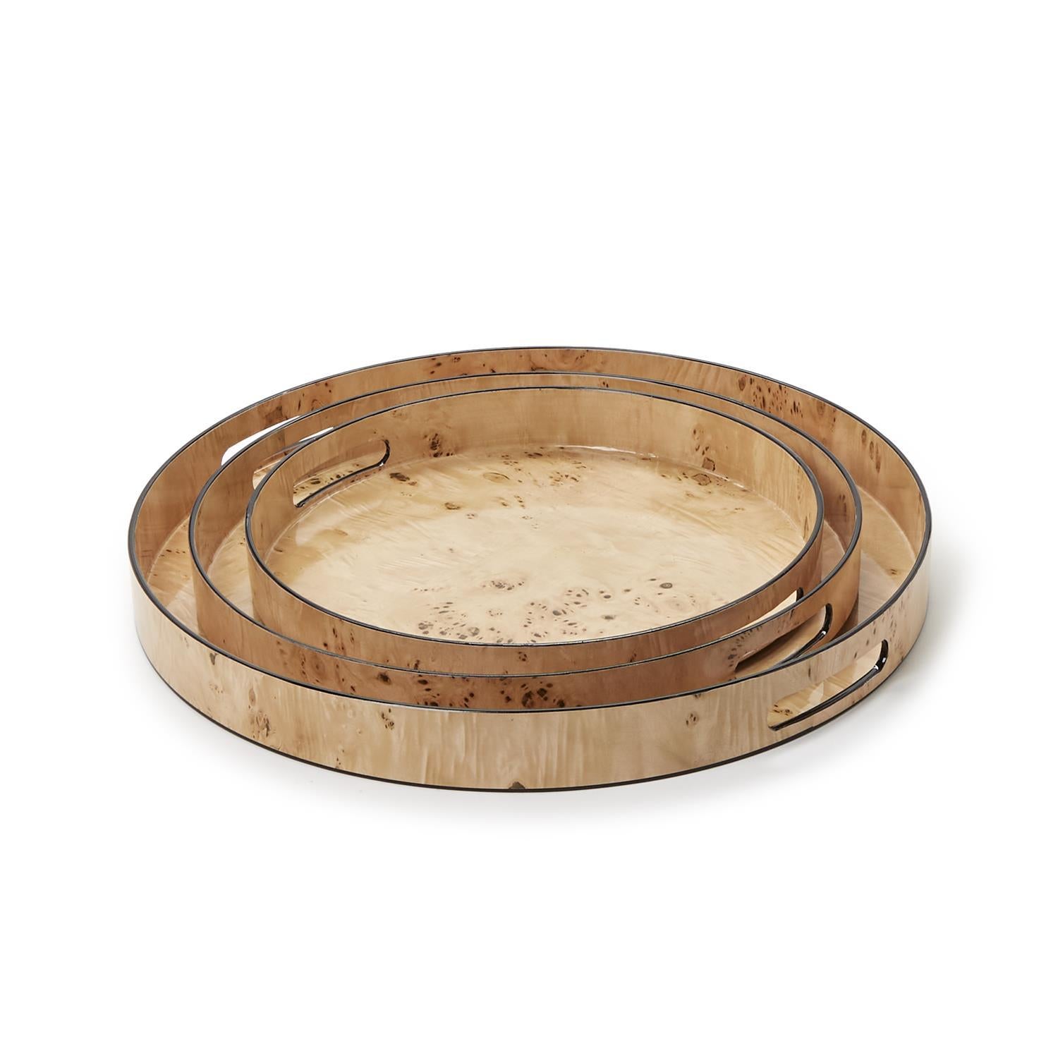 Burled Wood Round Trays (SET OF 3)