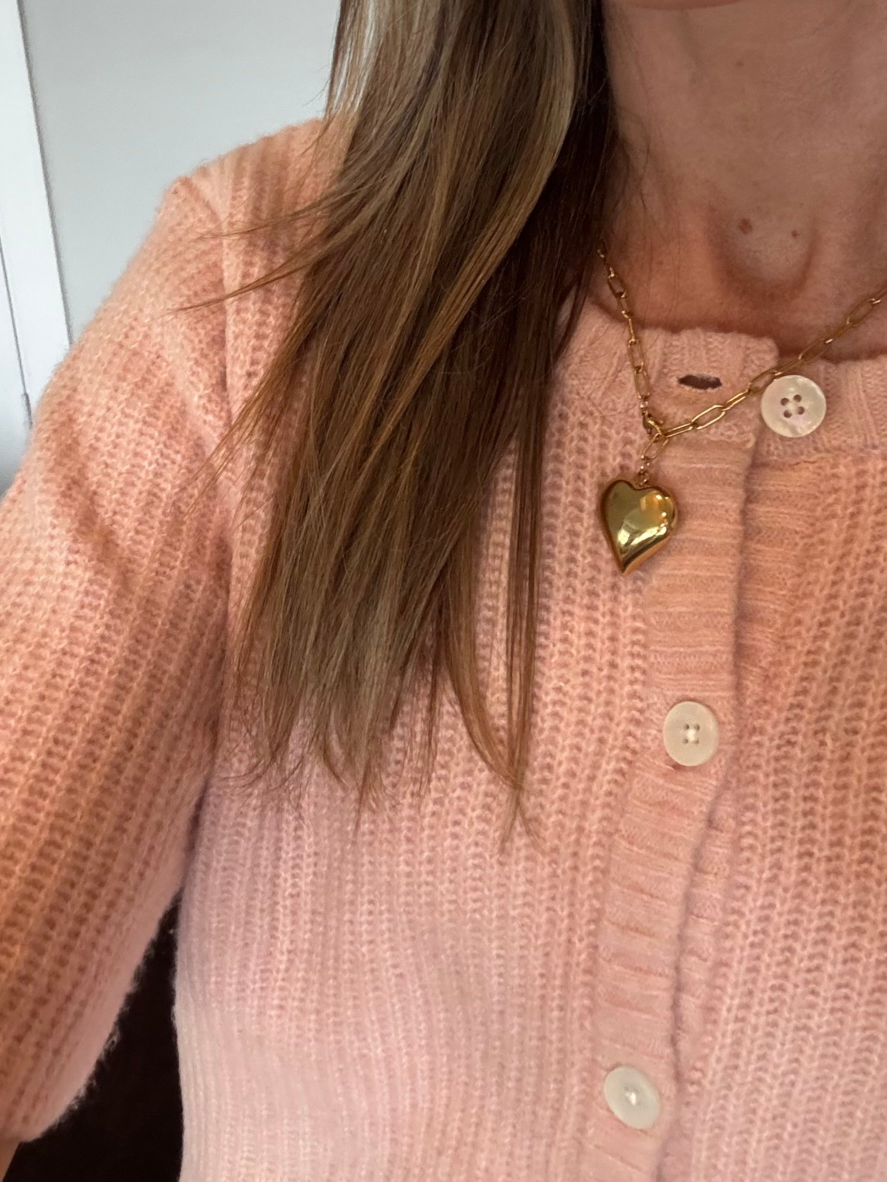 Puffy Heart Chain Necklace