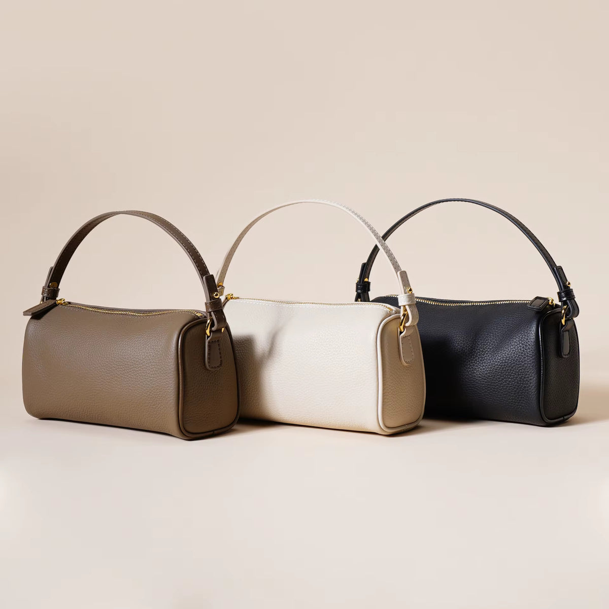 Avery Barrel Leather Bag - Black