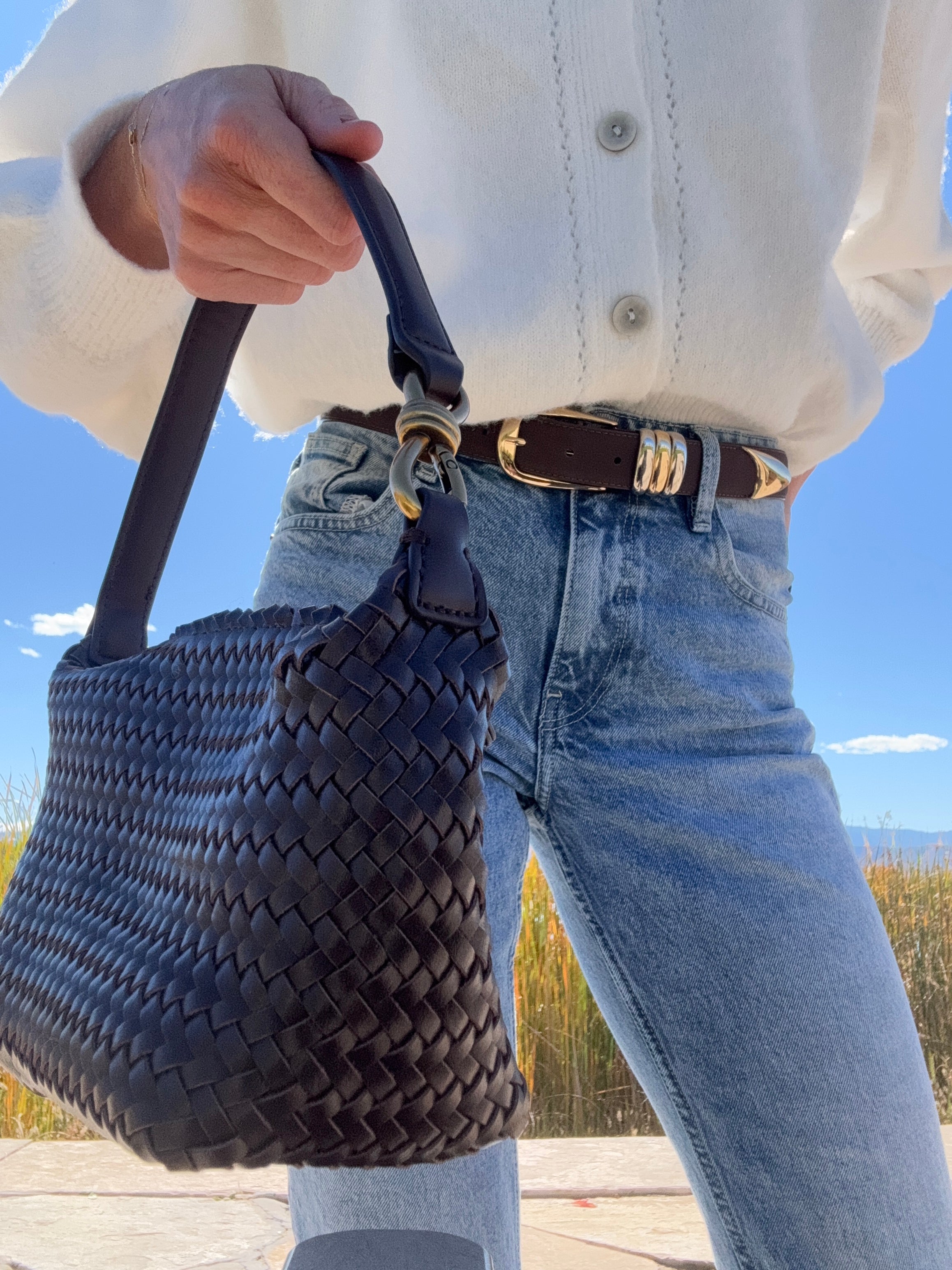Infiniti Woven Coffee Shoulder Bag