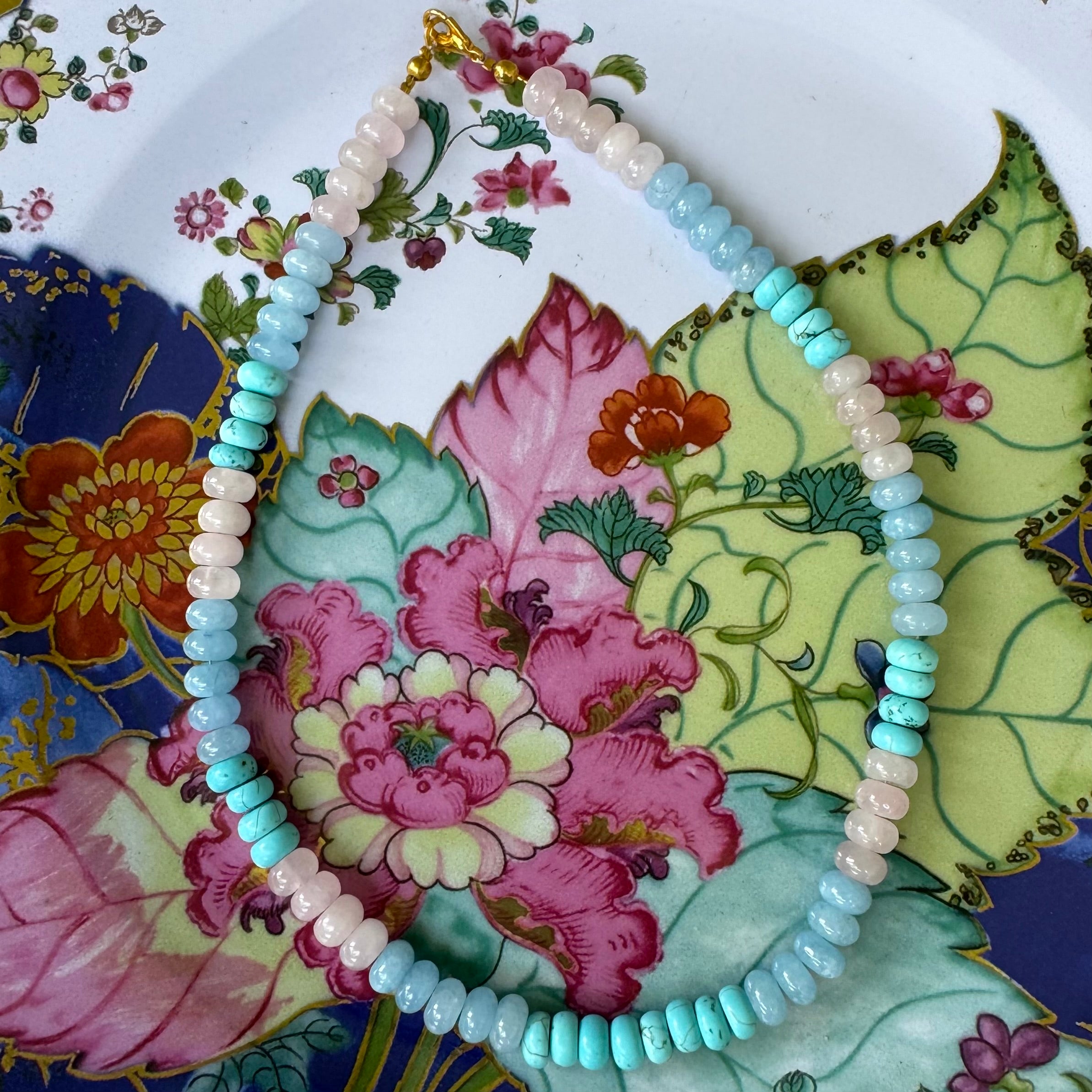 Sunset Pink/Blue Gemstone Necklace