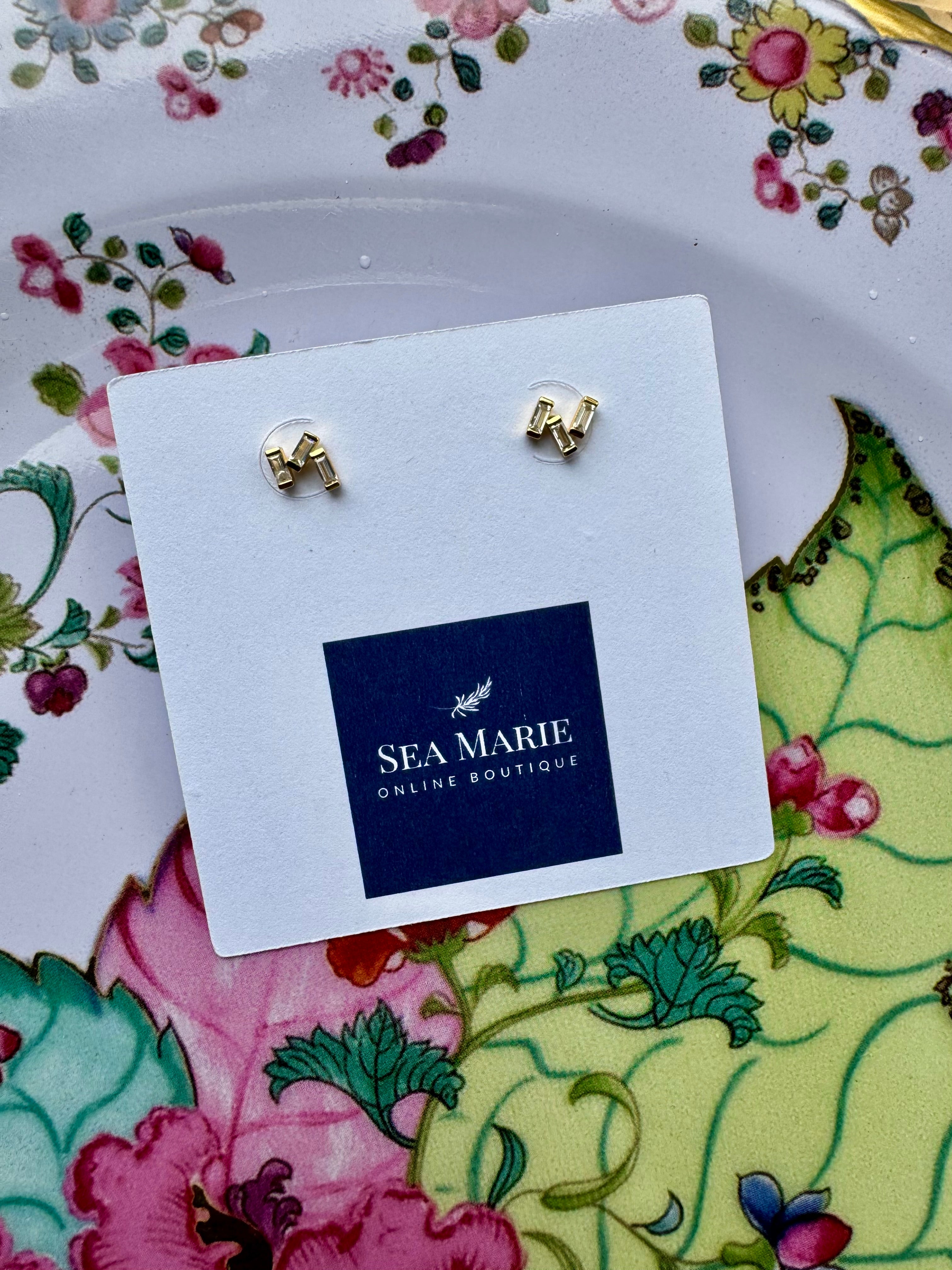 Baguette Cluster Stud Earrings