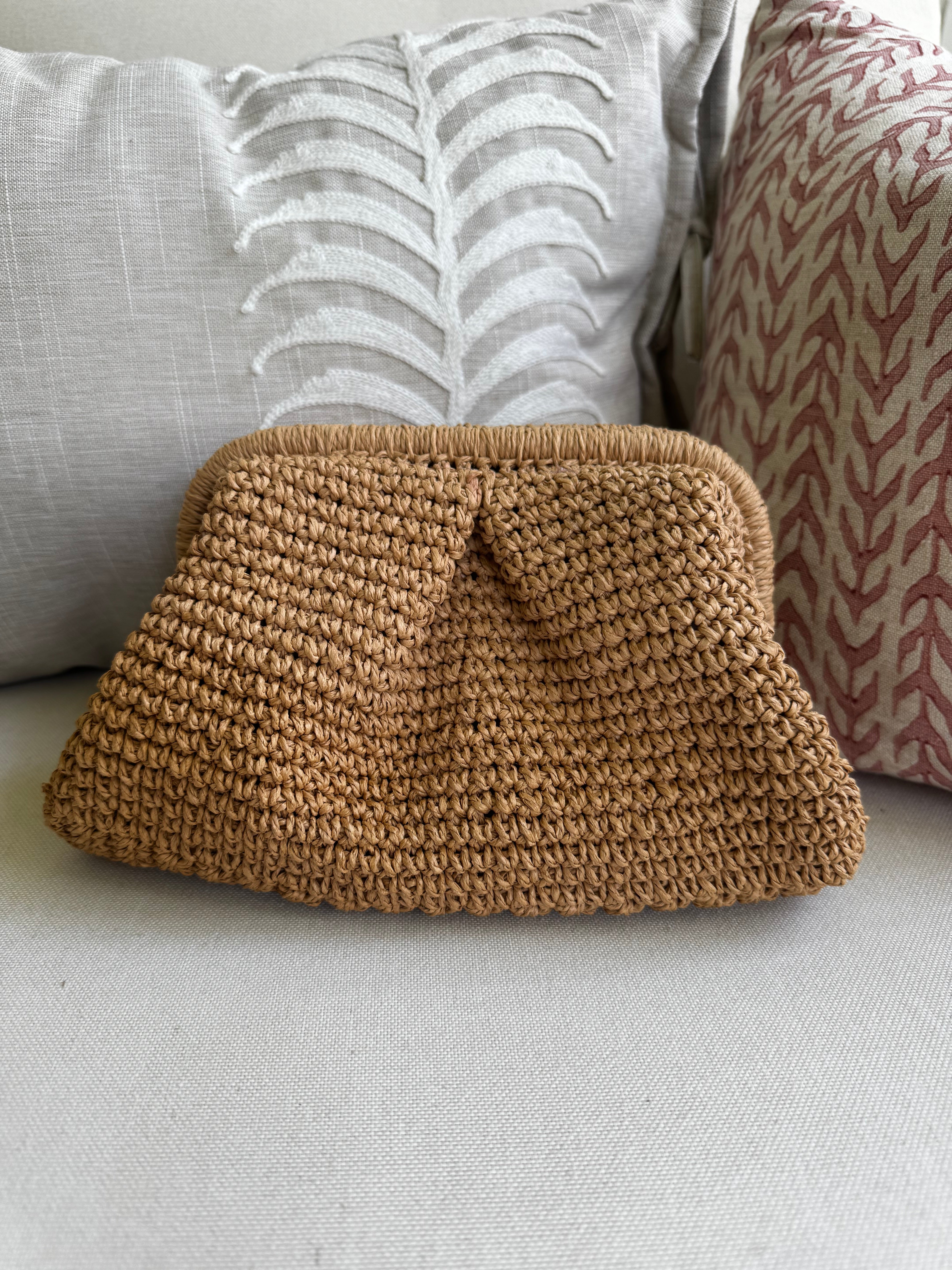 Raffia Cloud Dumpling Clutch