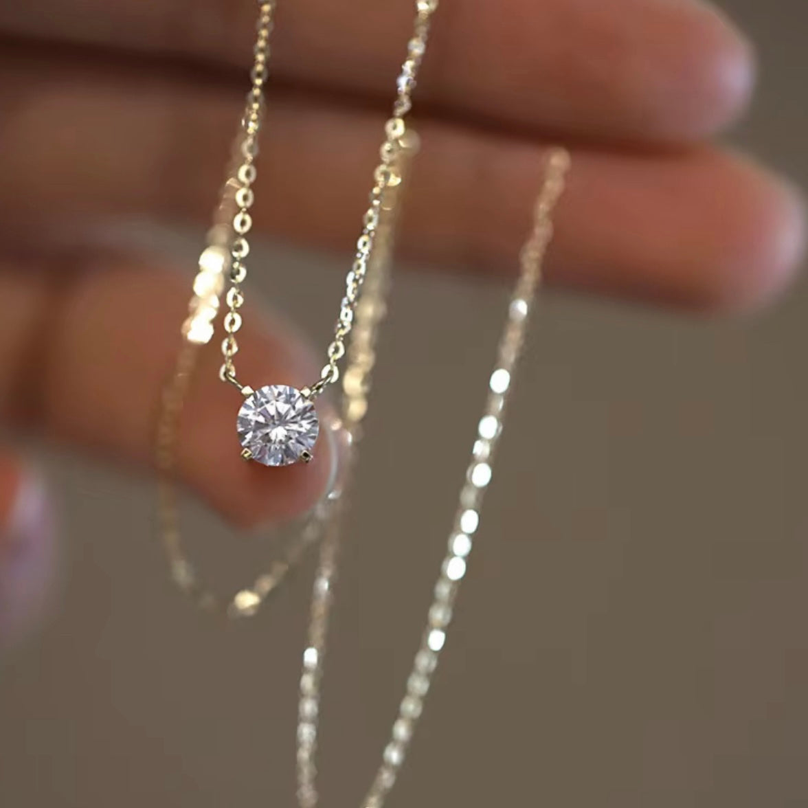 Gold Round Solitaire Necklace