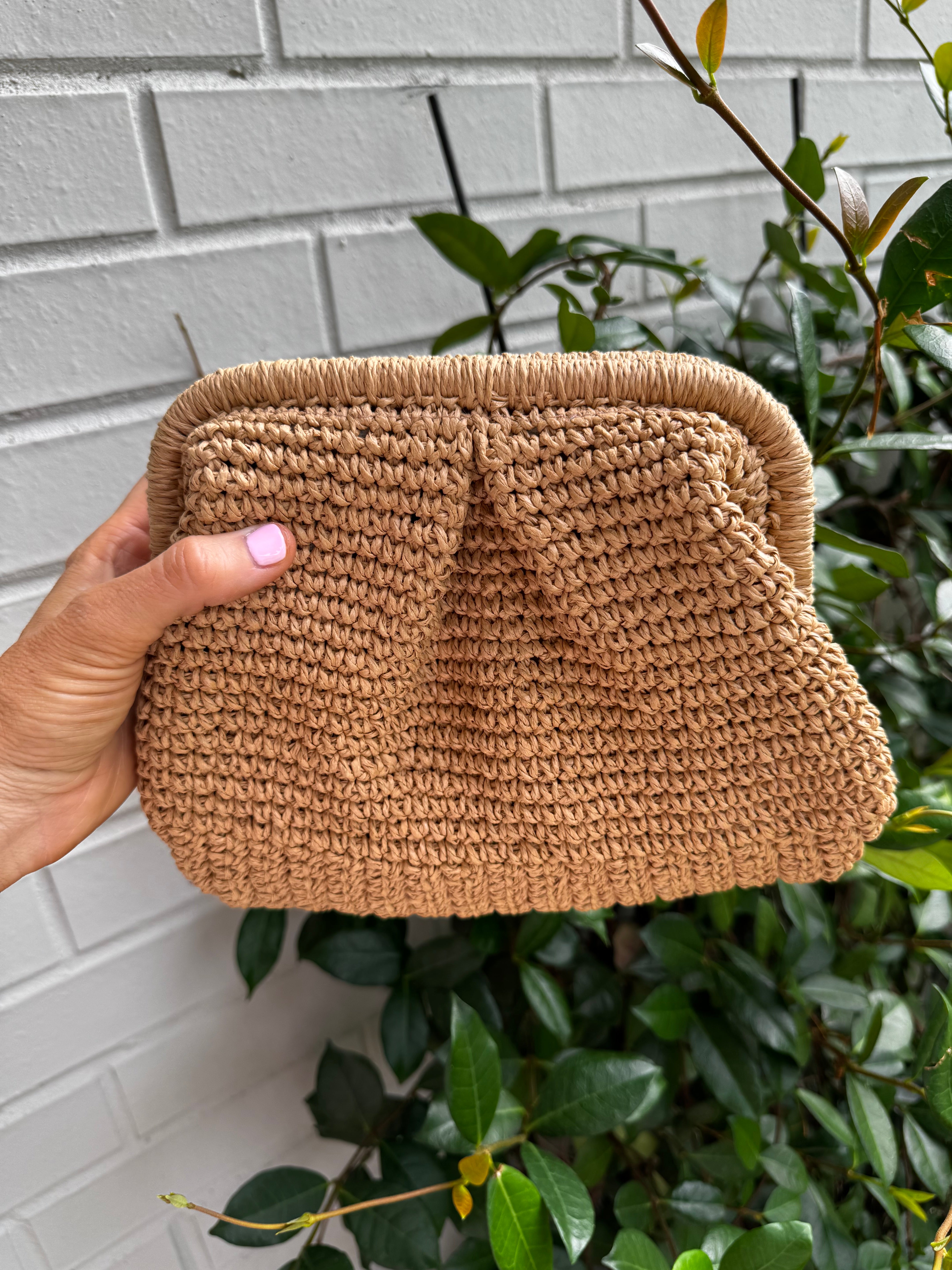 Raffia Cloud Dumpling Clutch