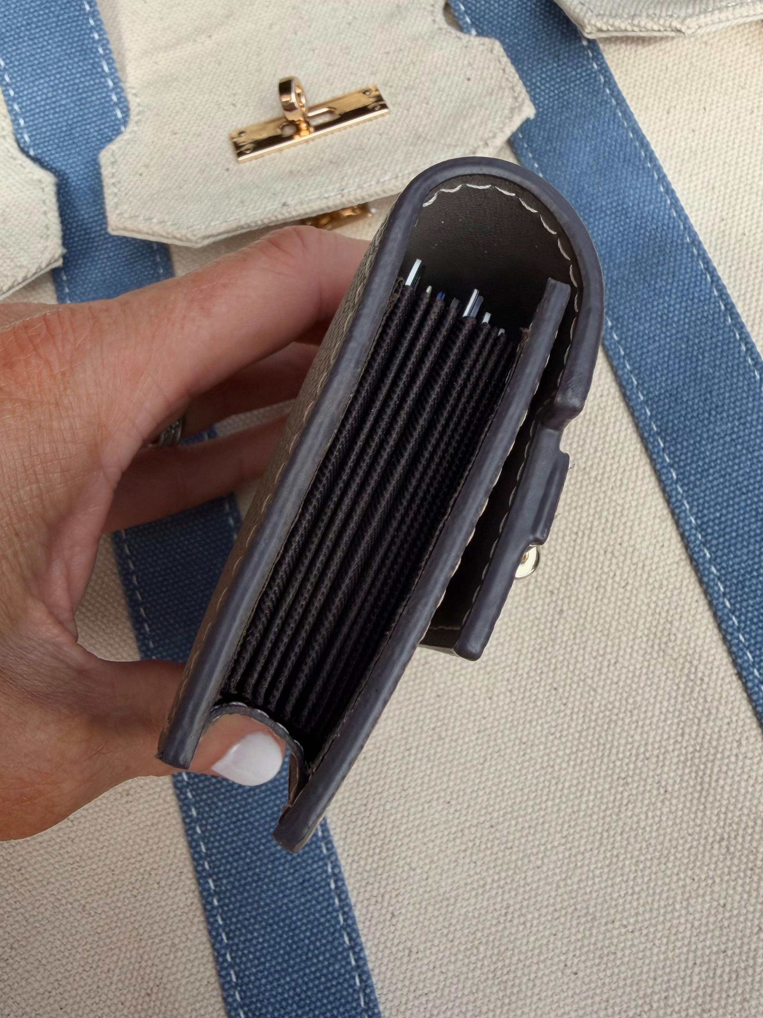 Kelly Card Holder - Gray (Accordion Style - Genuine Leather)