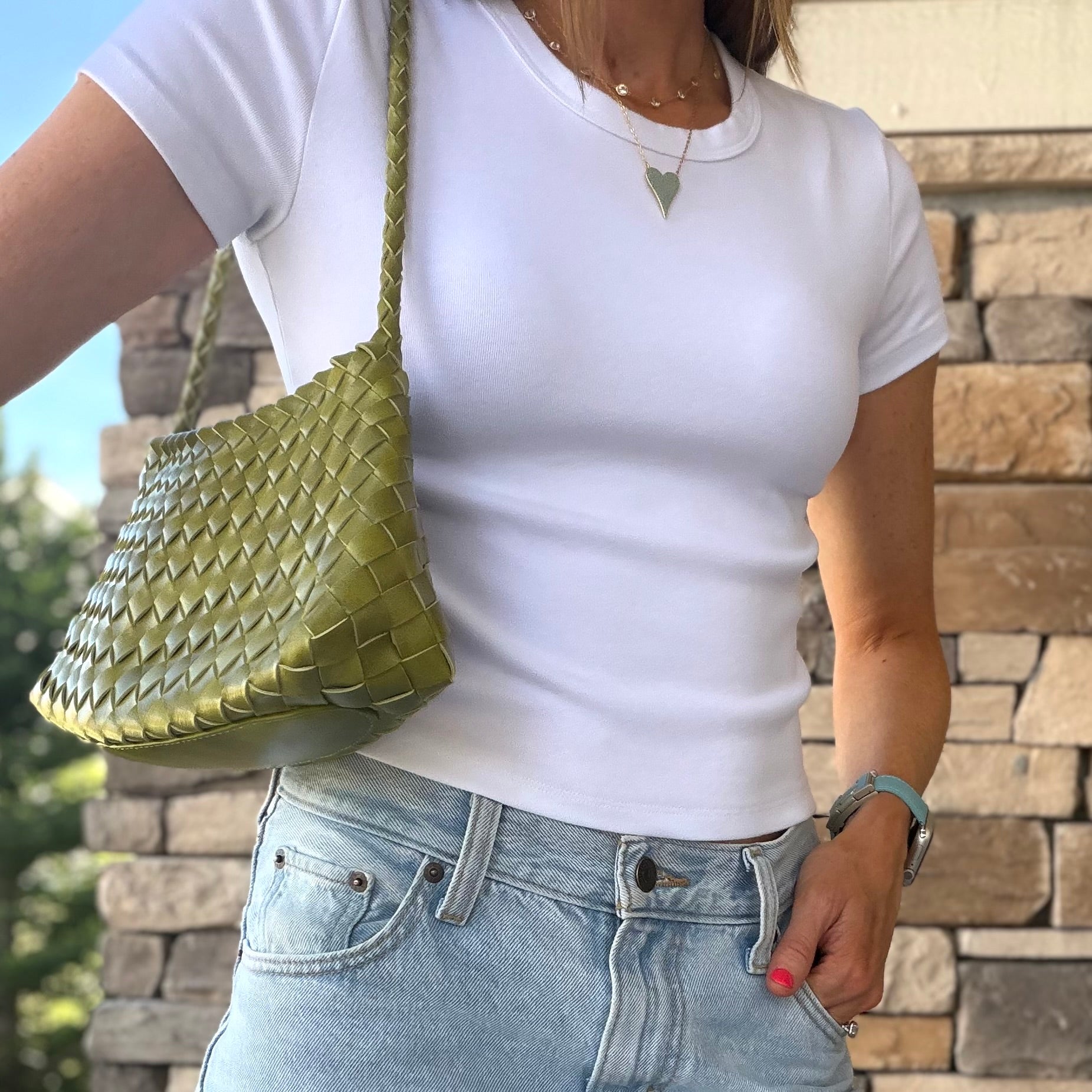 Iris Lime Woven Tote