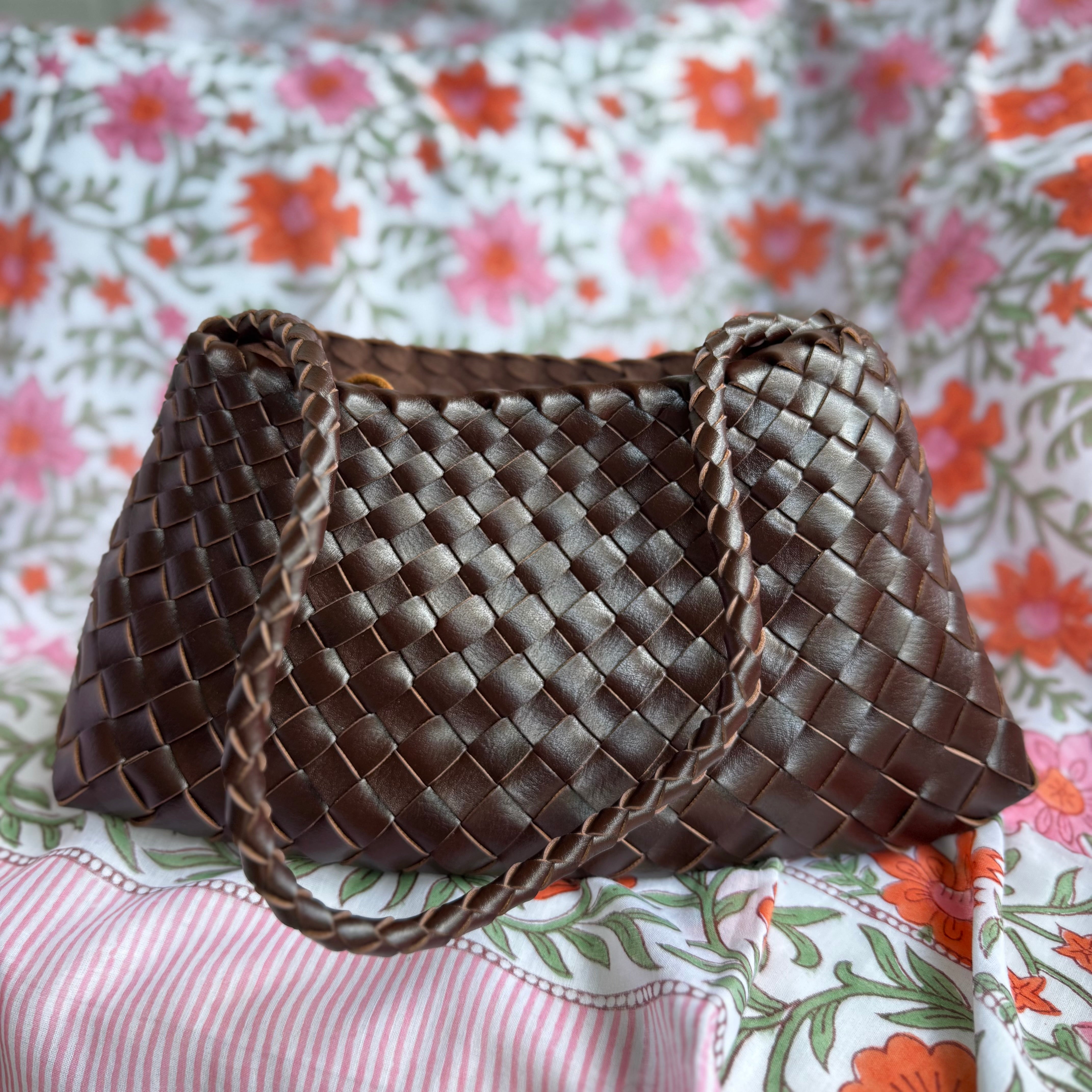 Iris Coffee Woven Tote