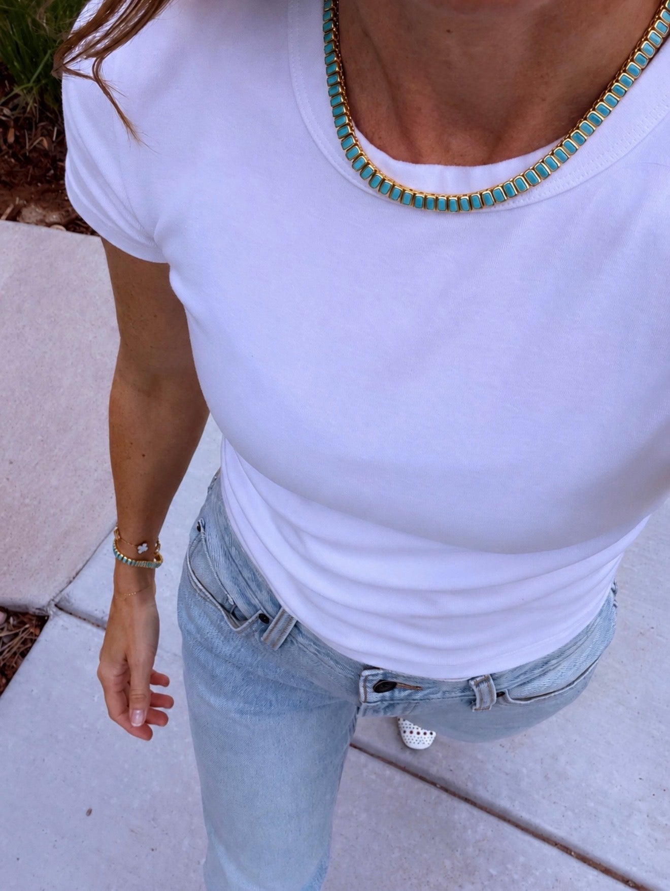 Turquoise Tile Tennis Necklace (2 Sizes)