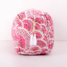 Load image into Gallery viewer, Aditi Rose Block Print Cosmetic Cases (Set of 3)