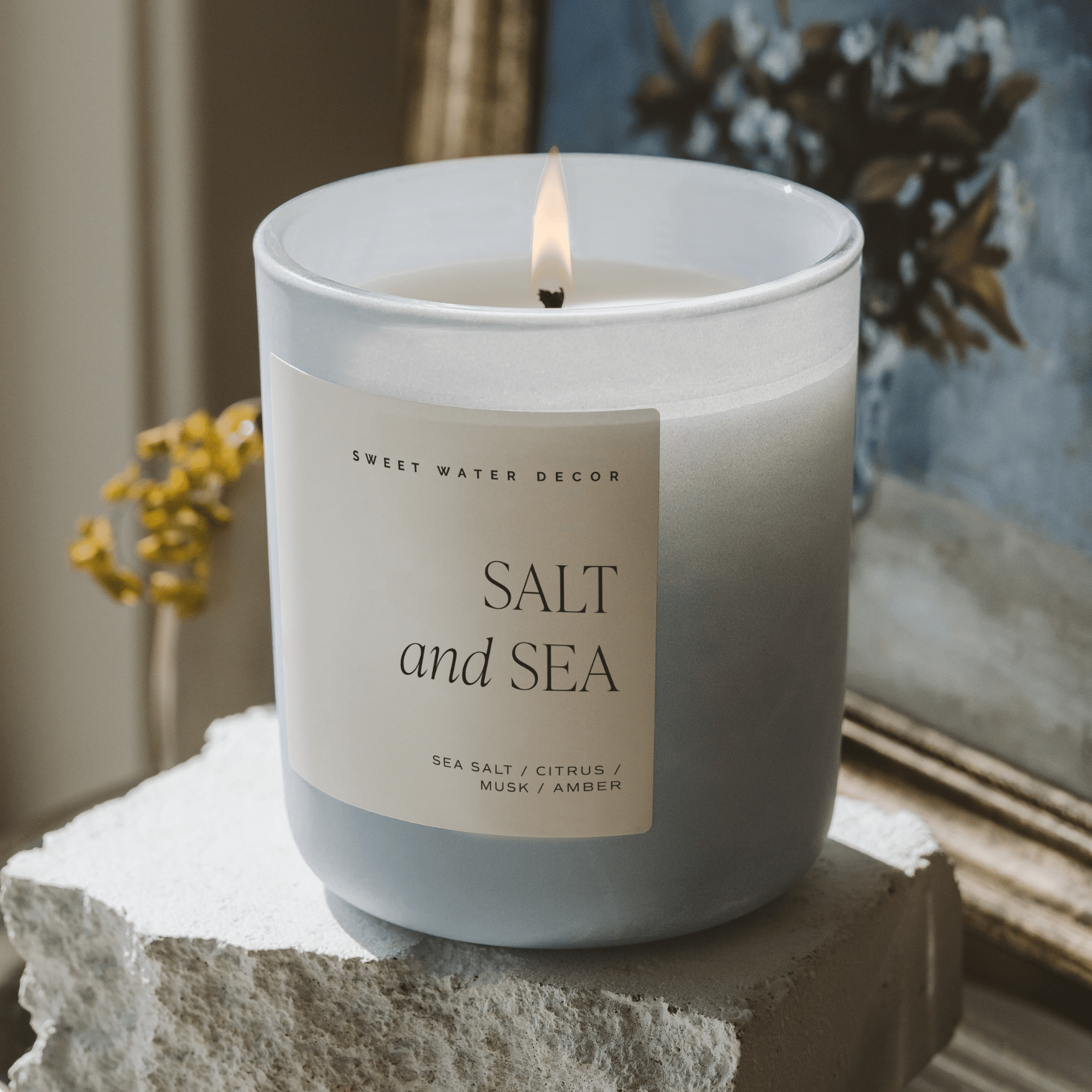Salt and Sea Soy Candle - Blue Matte Jar - 15 oz