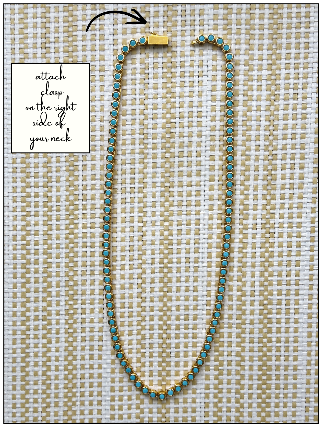 Gold Turquoise Bezel Tennis Necklace