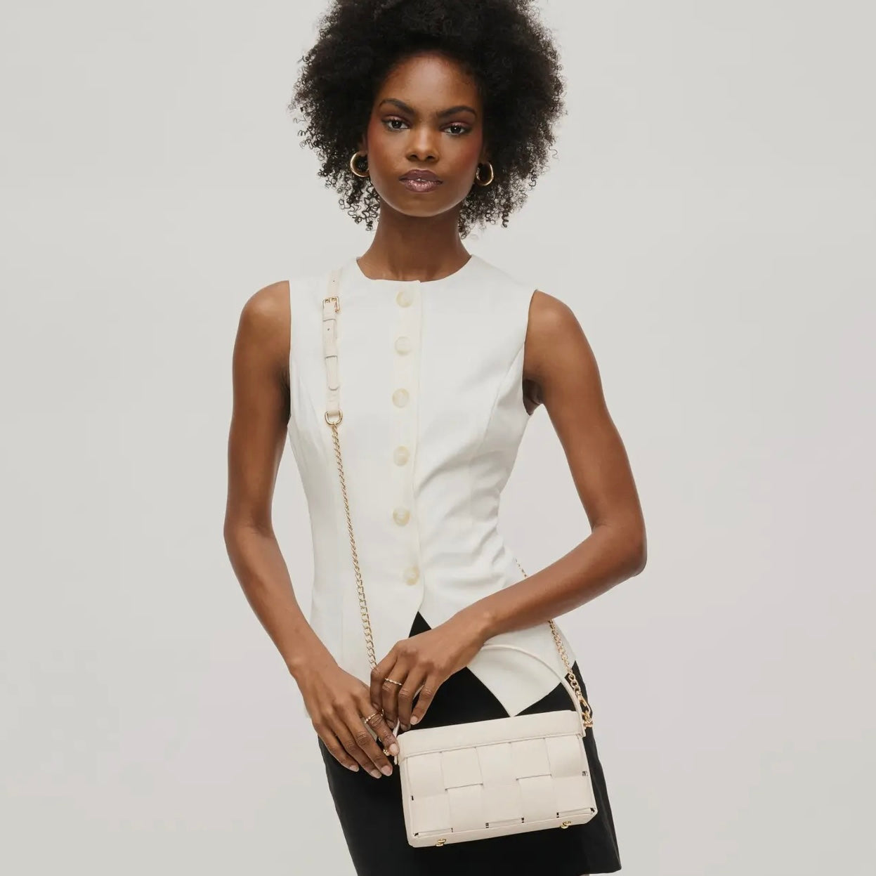 Alice Woven Crossbody/Handle Clutch Ivory