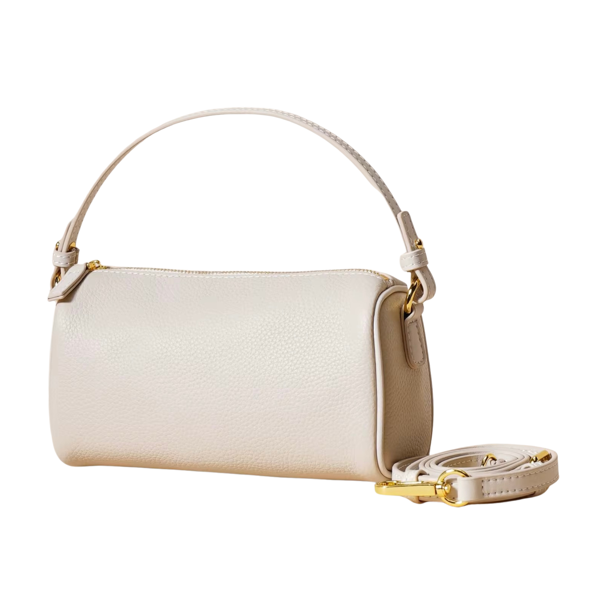 Avery Barrel Leather Bag - Vanilla