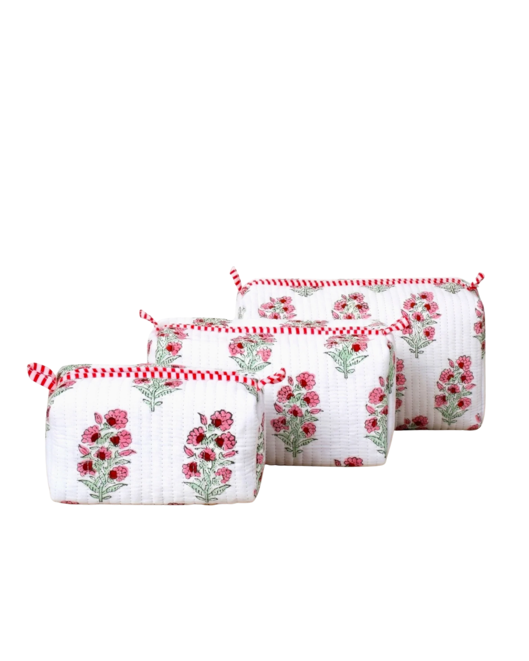 Fleur Block Print Cosmetic Case Set (Pink)