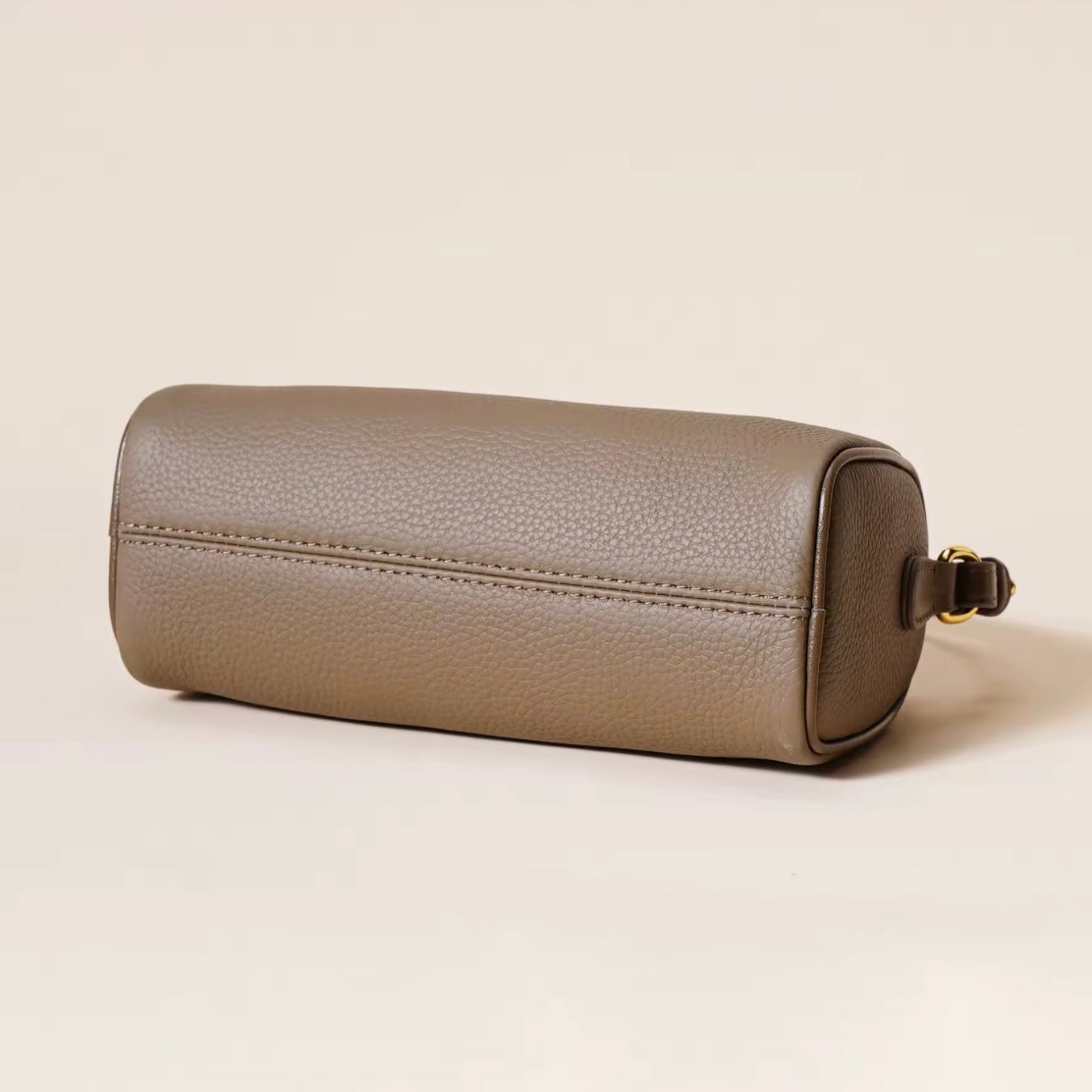 Avery Barrel Leather Bag - Taupe