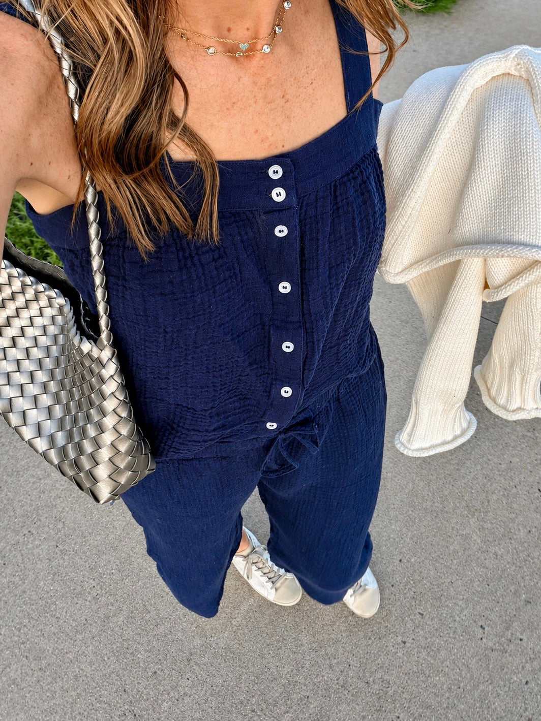 Iris Metallic Woven Tote