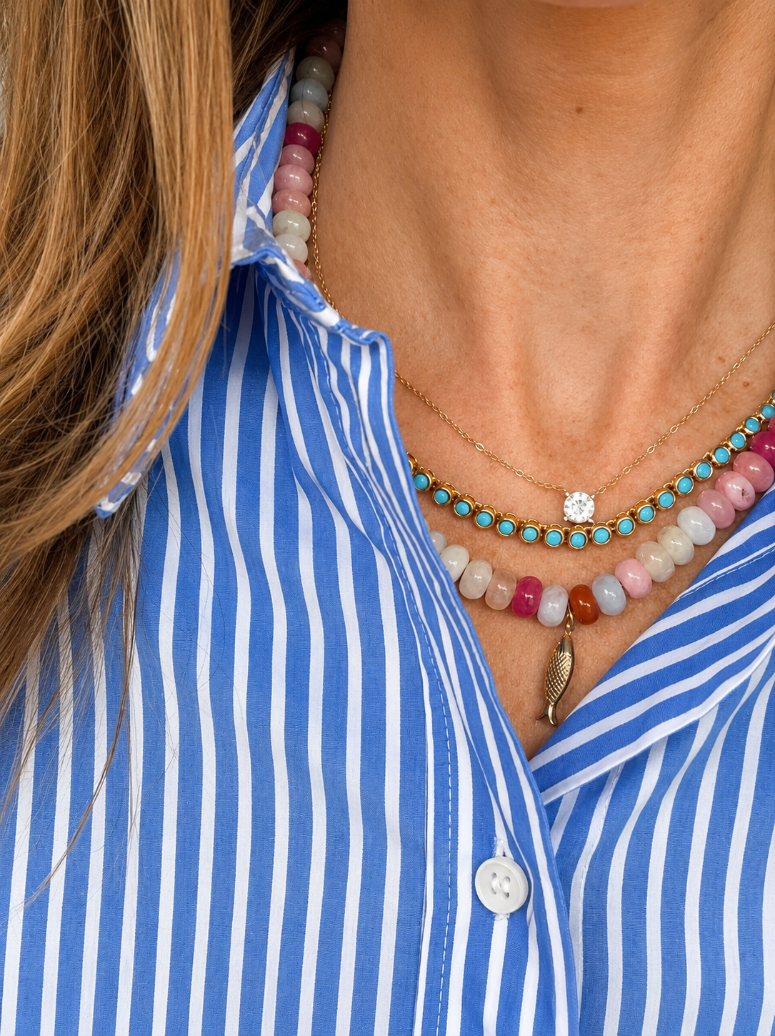 Multi Pink Fish Beaded Necklace (Available 6.5.26 9am cst)