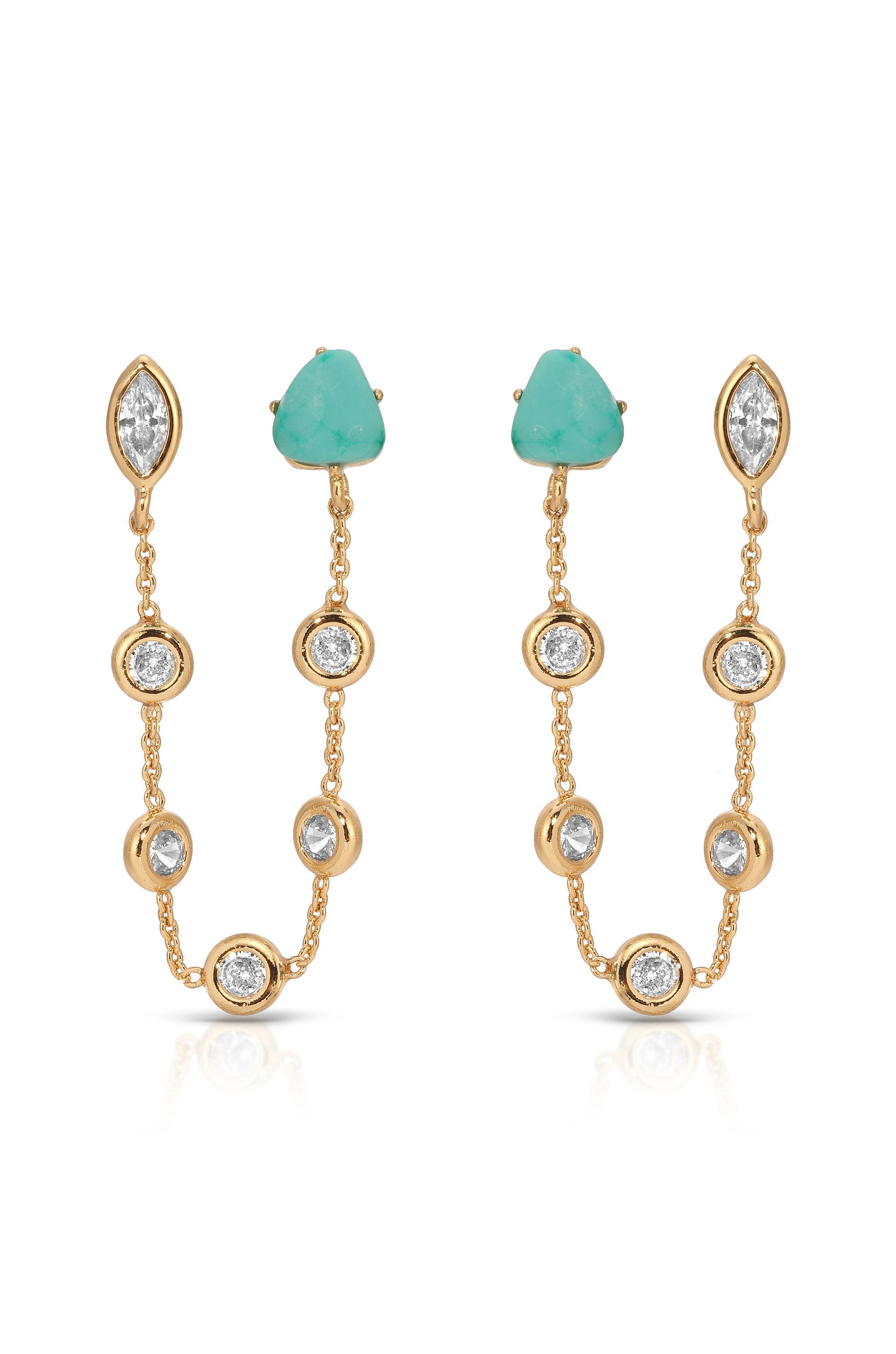 Double Piercing Turquoise Earrings