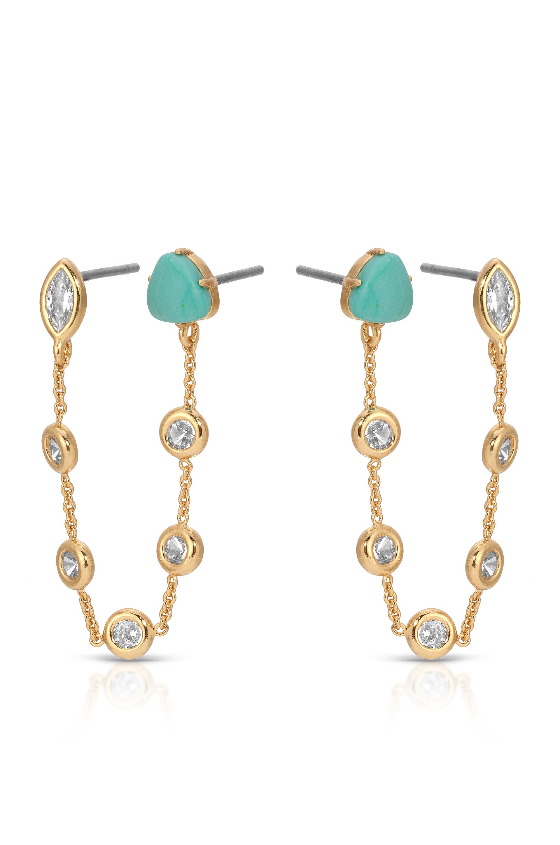 Double Piercing Turquoise Earrings