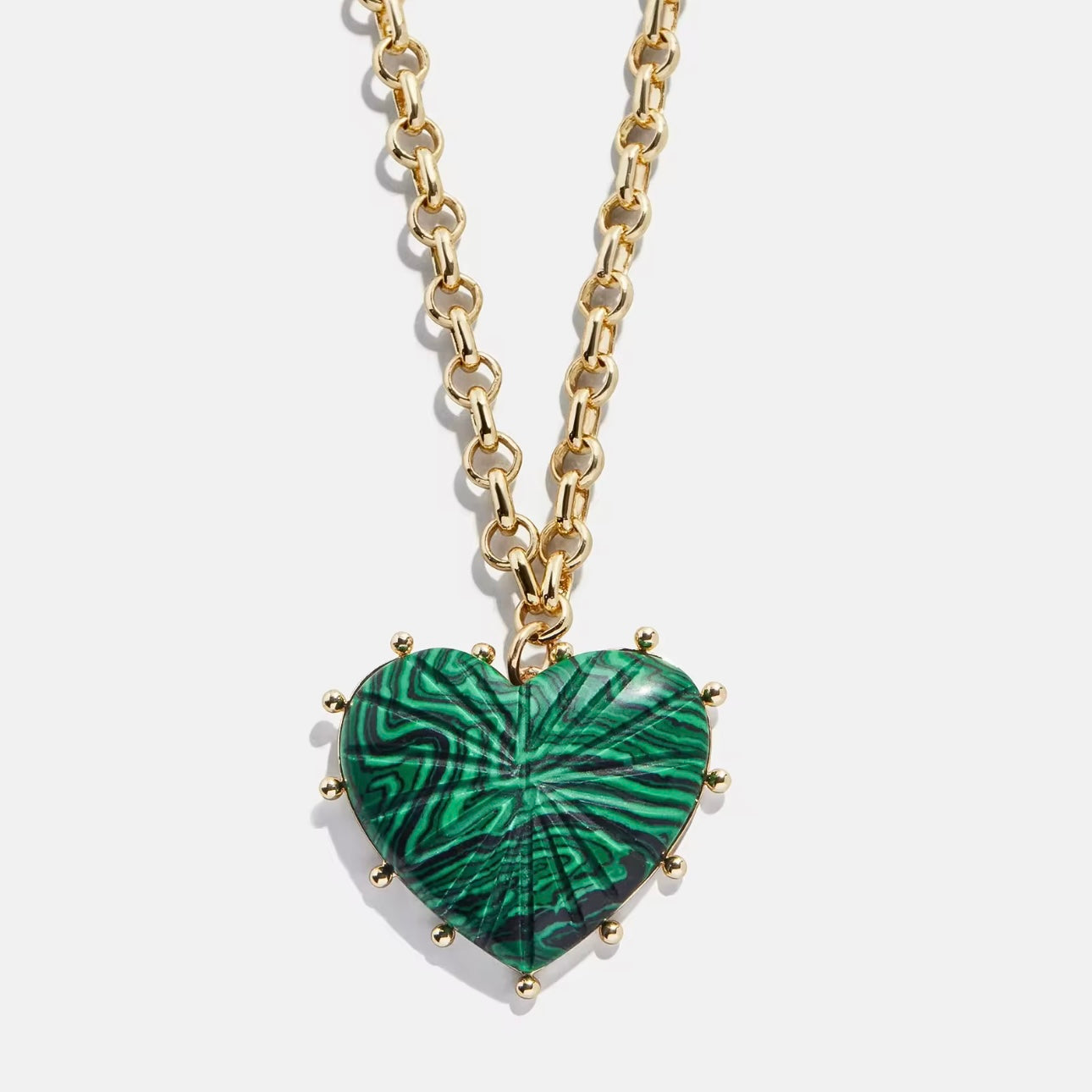 Malachite Heart Pendant Necklace