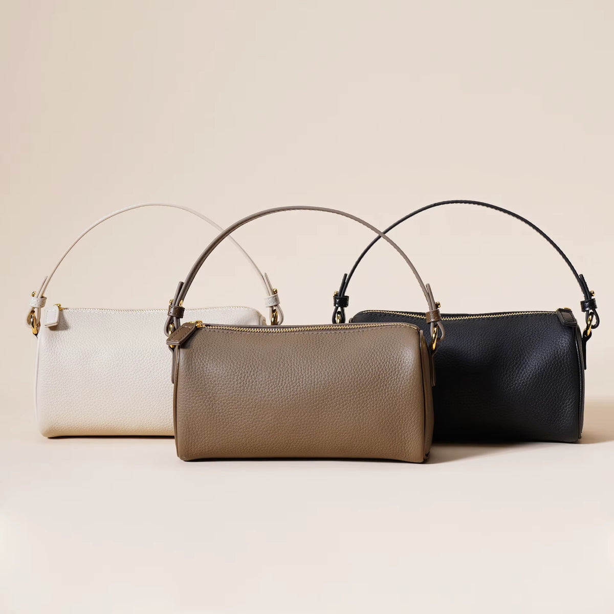 Avery Barrel Leather Bag - Black