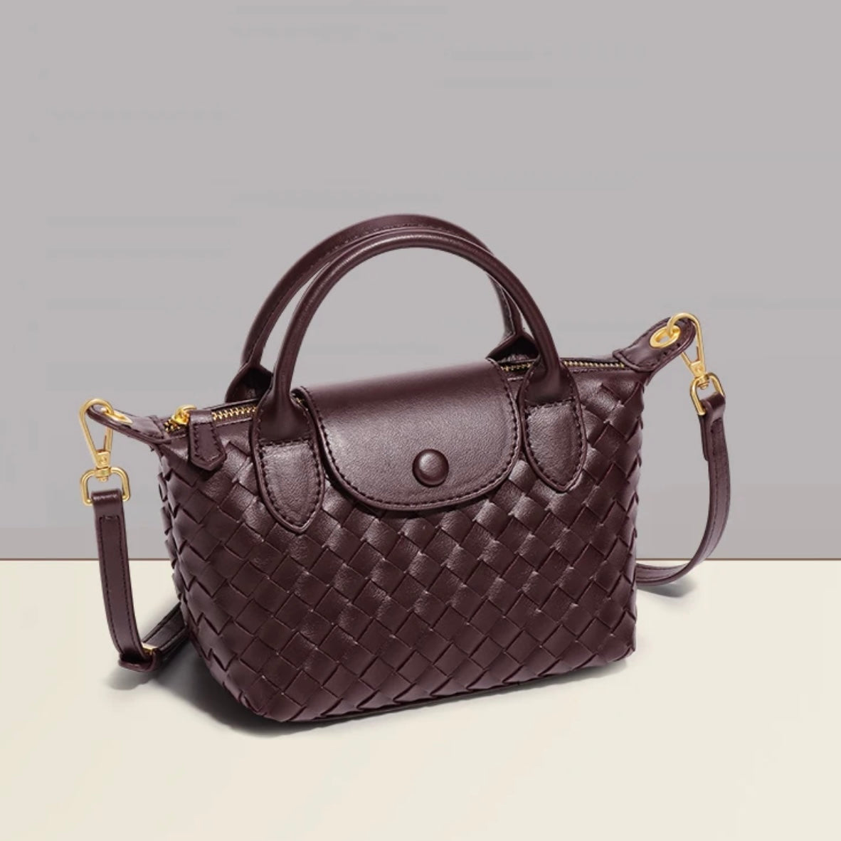 Burgundy/Brown Quilted Rowan Crossbody (Small)