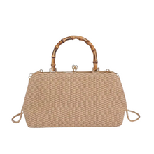 Load image into Gallery viewer, Natural Raffia Tillie Bamboo Handle Clutch Bag