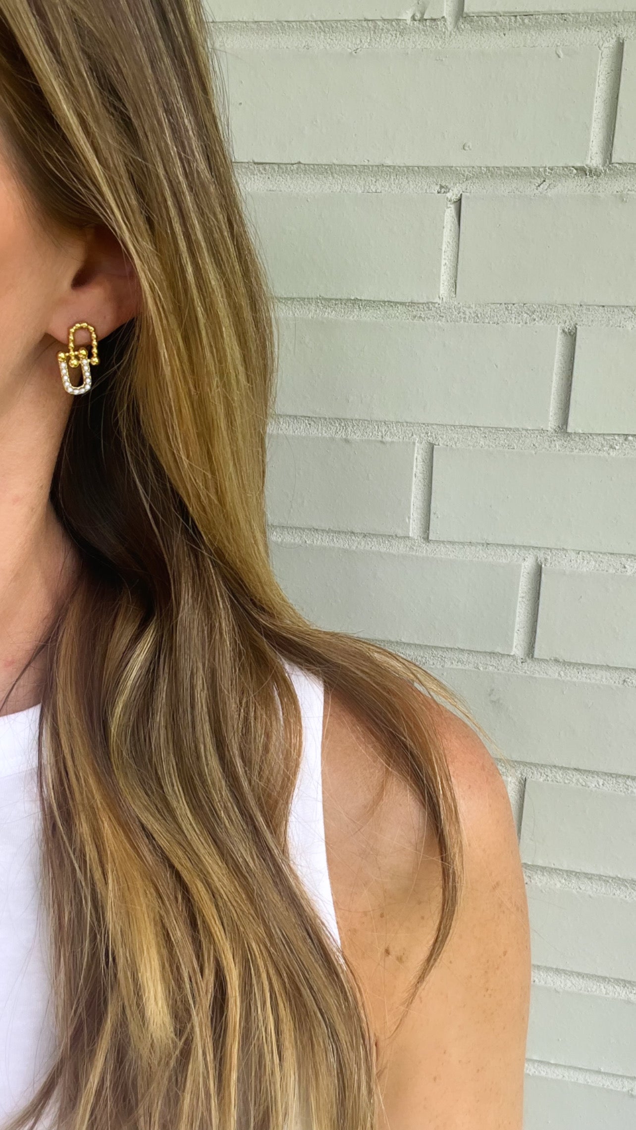 Mini Geometric Pearls Stud Drop Earrings