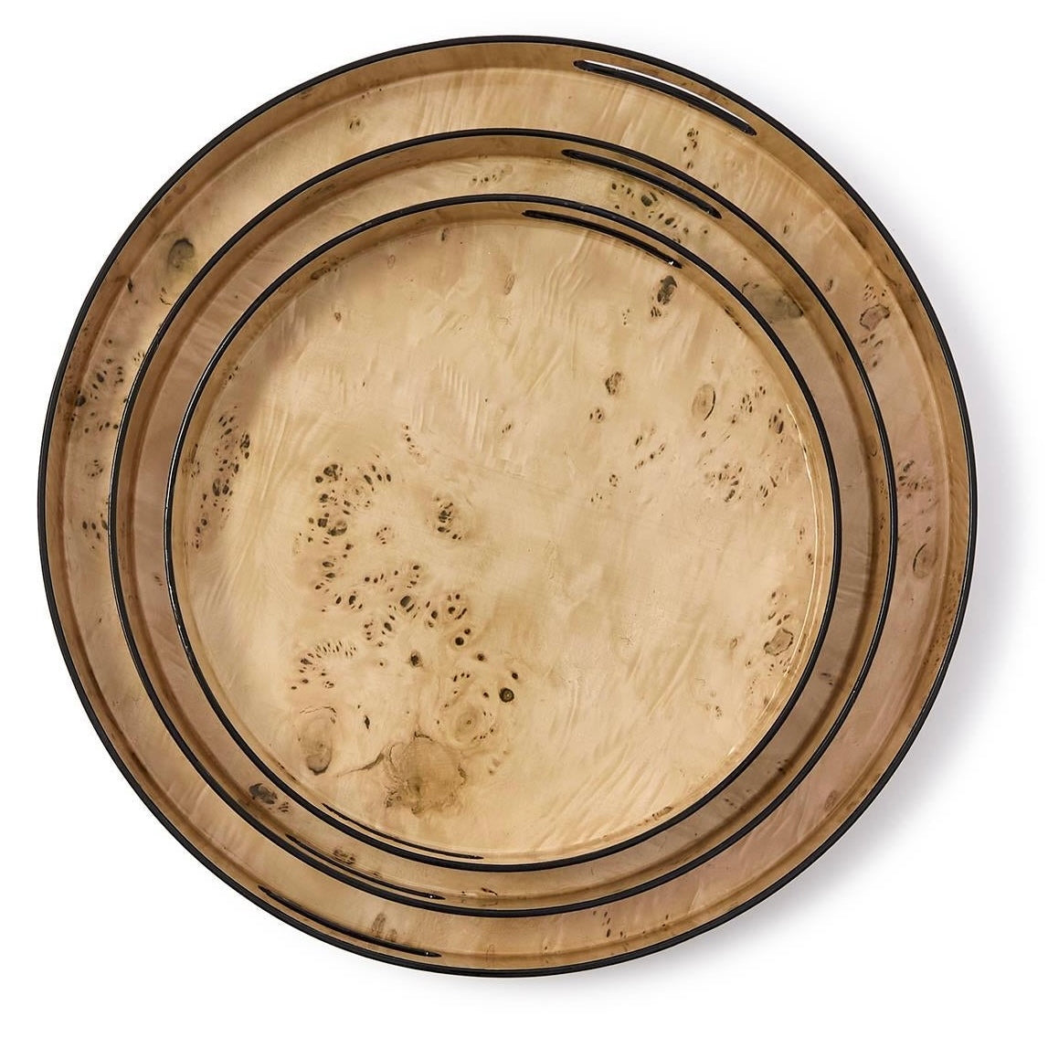 Burled Wood Round Trays (SET OF 3)