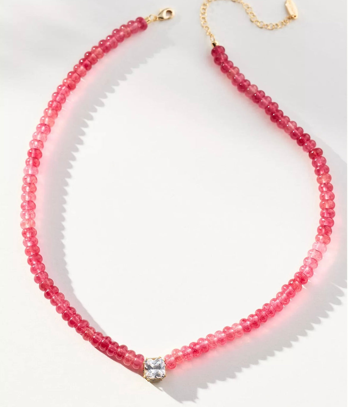 Raspberry Chalcedony Stone Beaded Necklace