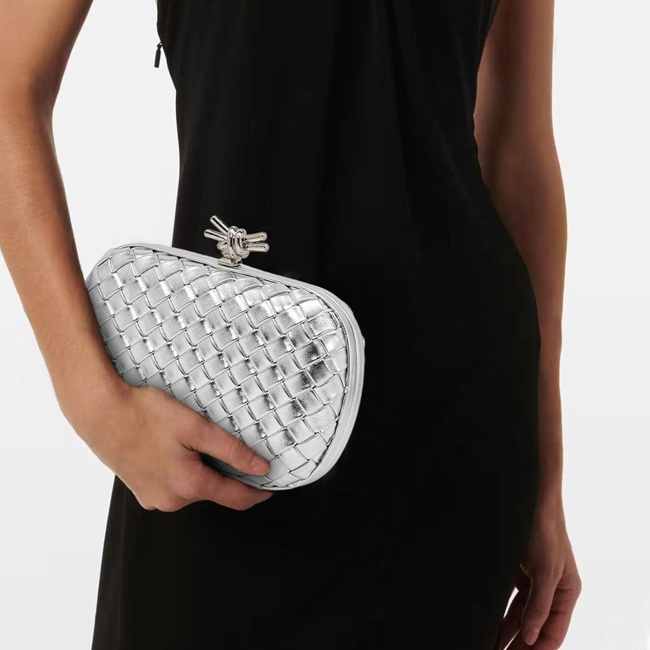 Tinsley Woven Clutch - Silver